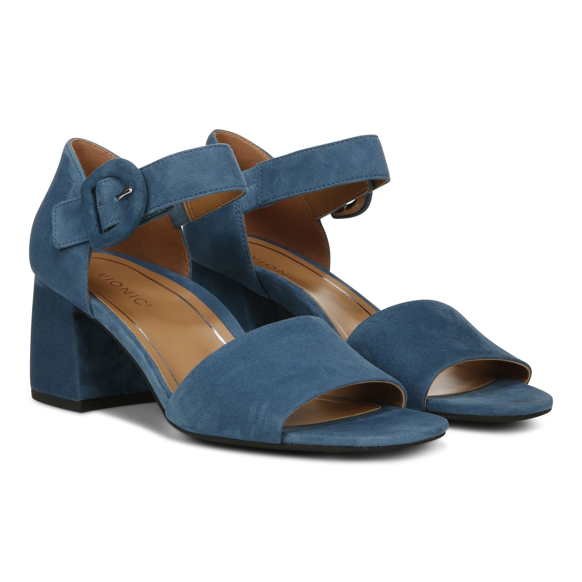 Vionic Chardonnay Womens Quarter/Ankle/T-Strap Sandals - Dark Teal Suede - Pair