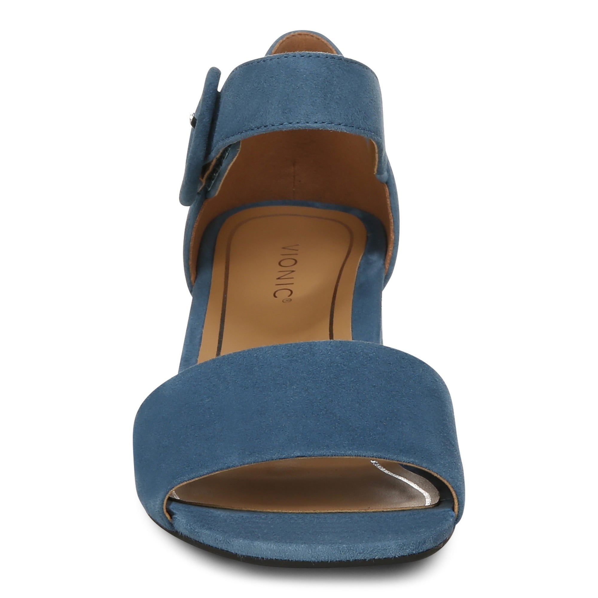 Vionic Chardonnay Womens Quarter/Ankle/T-Strap Sandals - Dark Teal Suede - Front