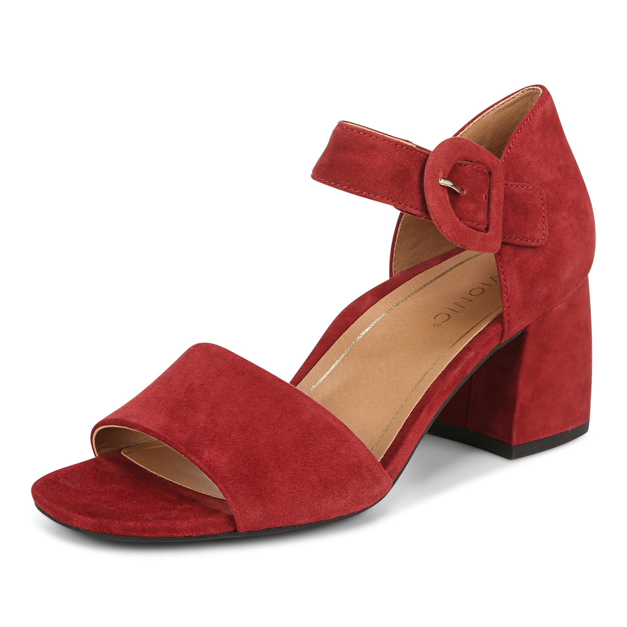 Vionic Chardonnay Womens Quarter/Ankle/T-Strap Sandals - Syrah Suede - Left angle