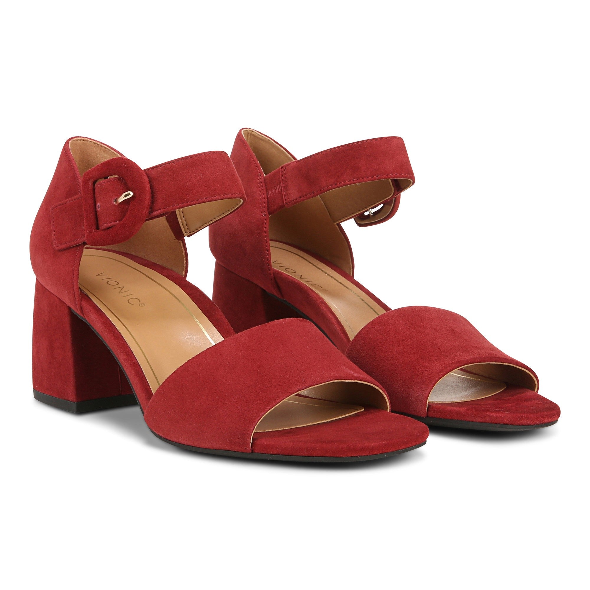 Vionic Chardonnay Womens Quarter/Ankle/T-Strap Sandals - Syrah Suede - Pair