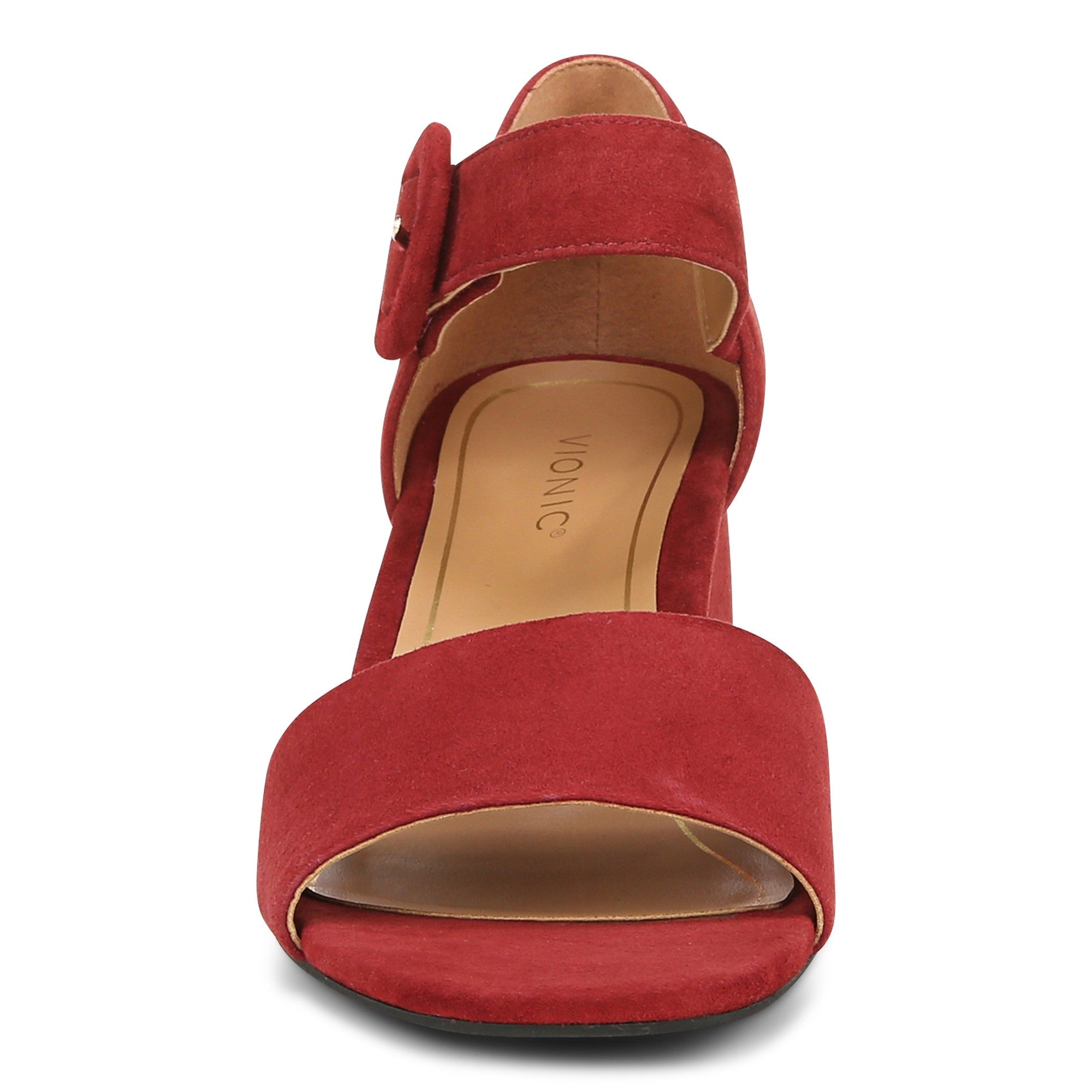 Vionic Chardonnay Womens Quarter/Ankle/T-Strap Sandals - Syrah Suede - Front