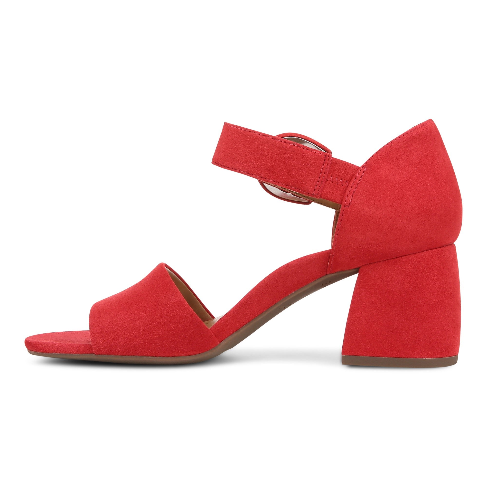 Vionic Chardonnay Women's Heeled Sandals - Stylish and Comfortable Quarter/Ankle/T-Strap Sandals - Red - Left Side