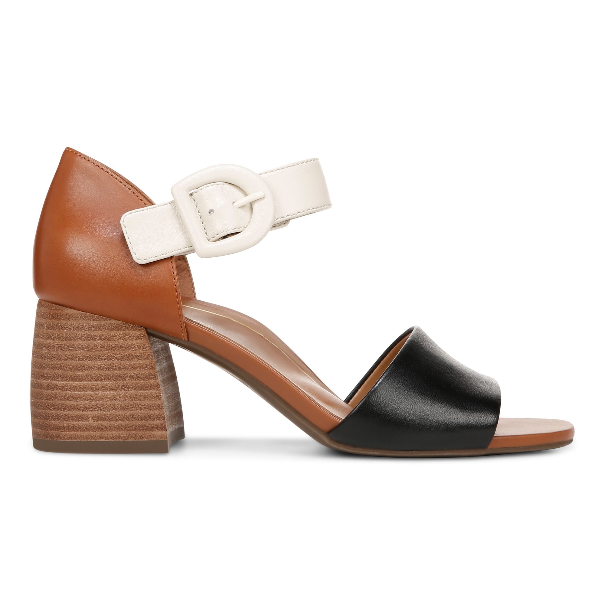 Vionic Chardonnay Women's Heeled Sandals - Stylish and Comfortable Quarter/Ankle/T-Strap Sandals - Tan/black/cream - Right side