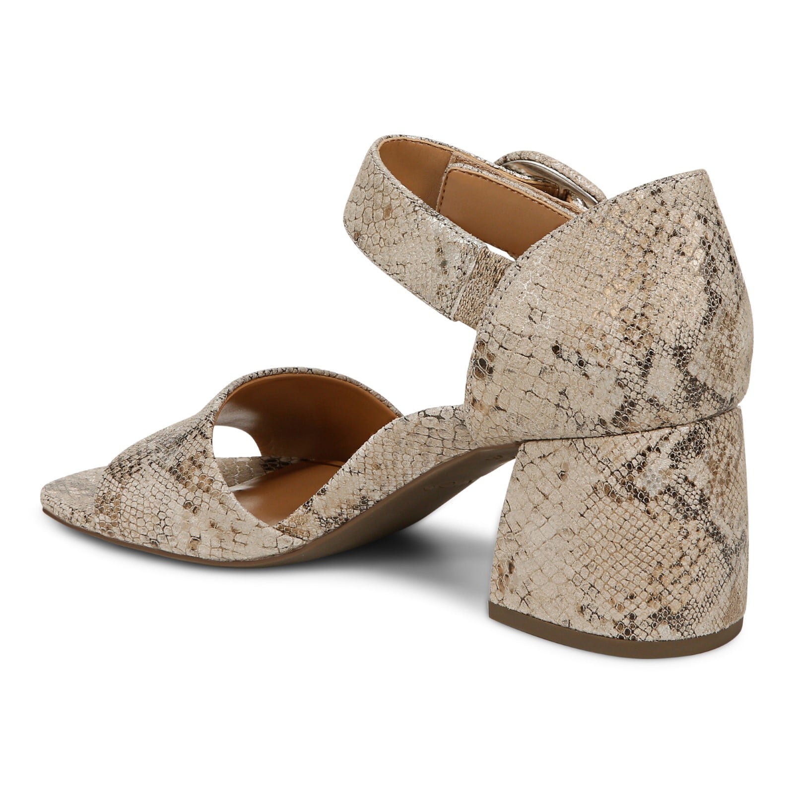 Vionic Chardonnay Women's Heeled Sandals - Stylish and Comfortable Quarter/Ankle/T-Strap Sandals - Oatmeal - Back angle