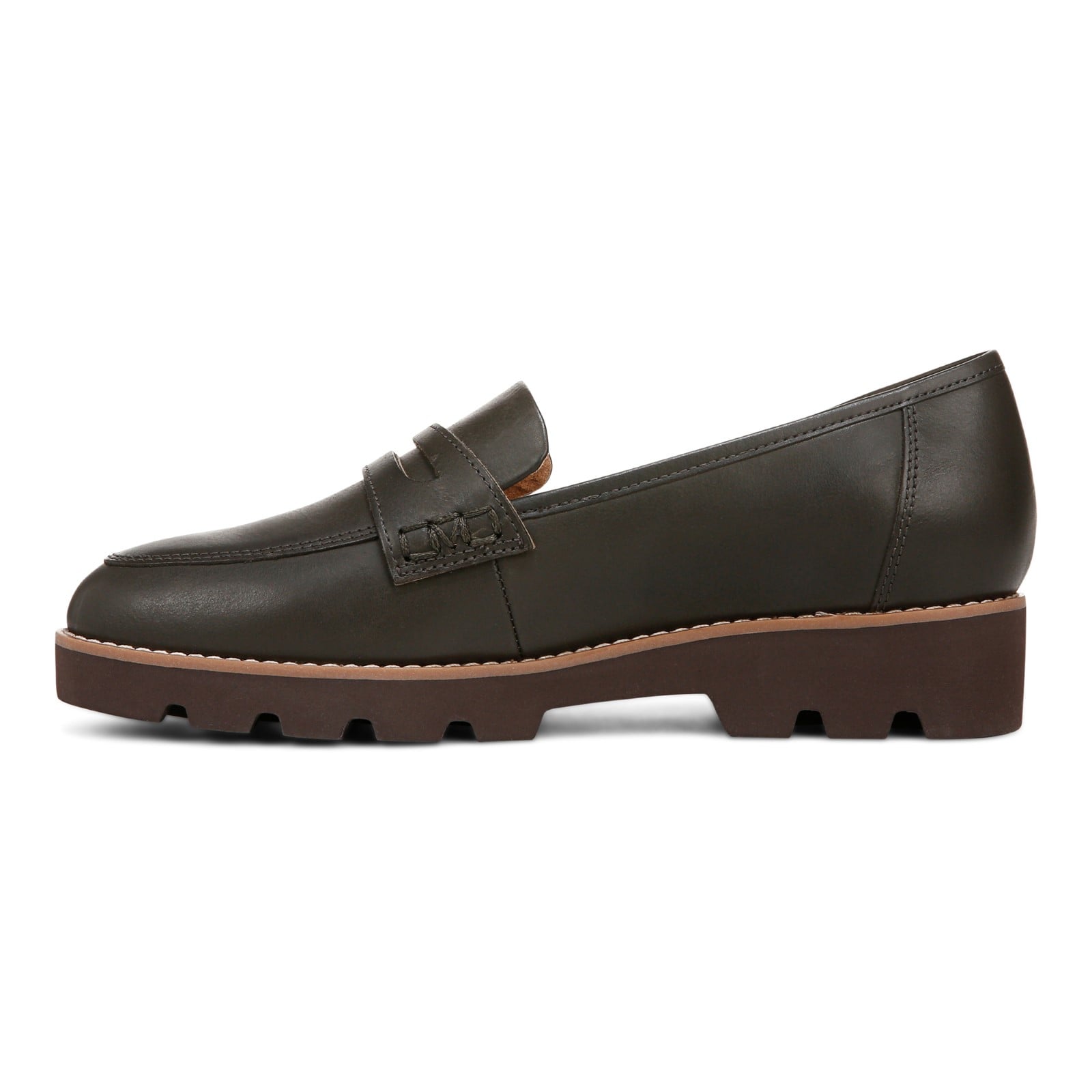 Vionic Cheryl II Women's Slip On Loafer Moc Casual Shoes - Dark Khaki - Left Side