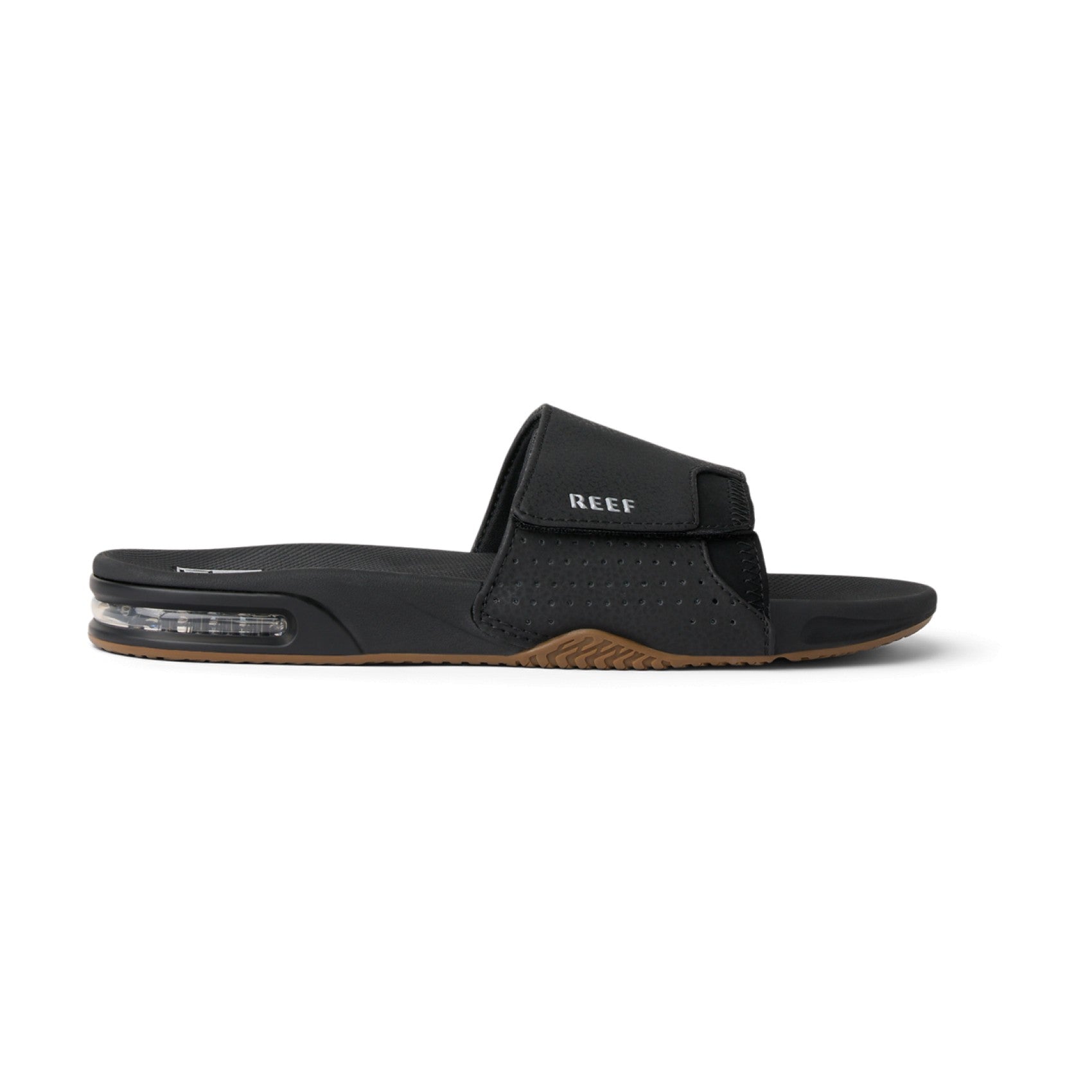 Reef Fanning Slide - Black/Silver - Right Side View - Black/Silver