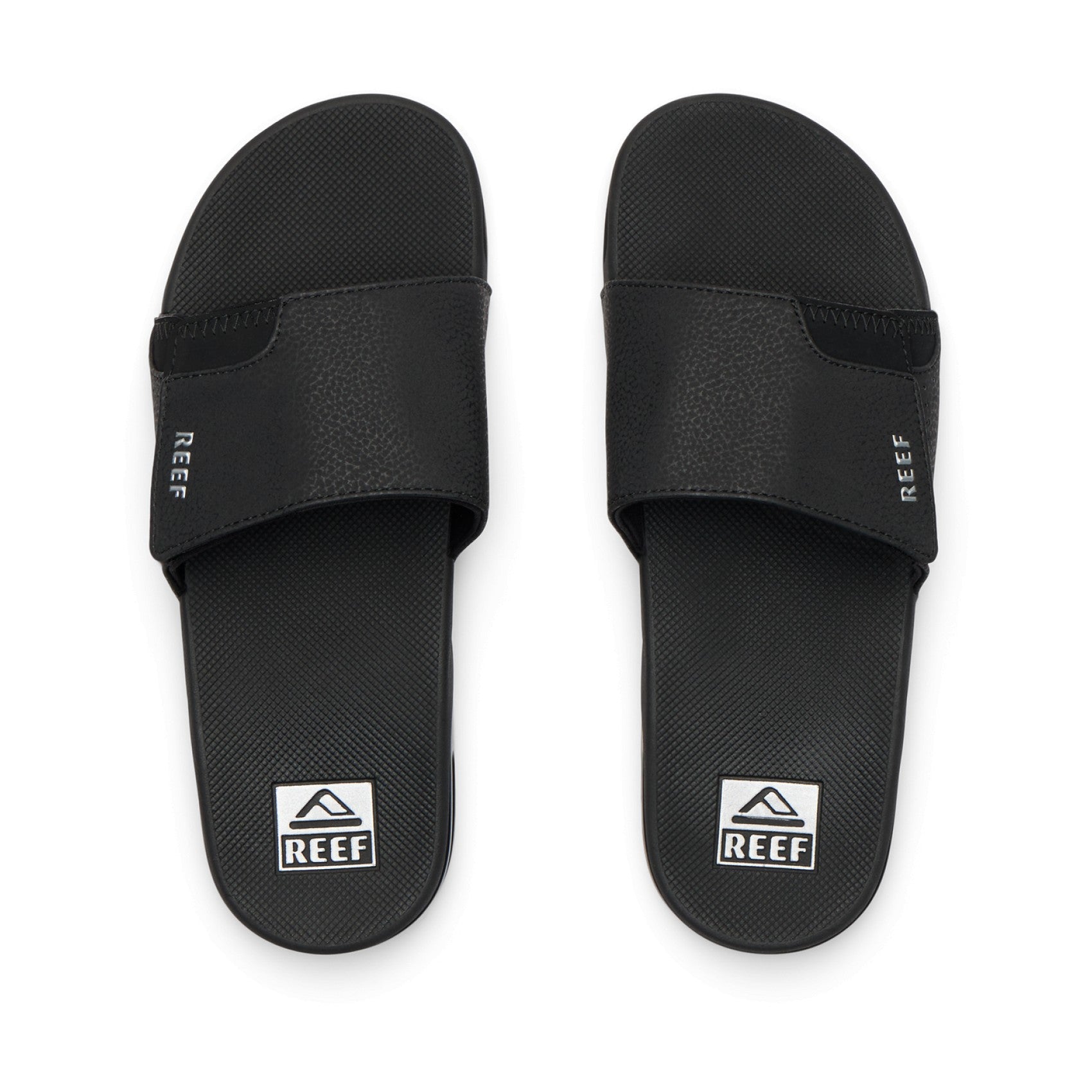 Reef Fanning Slide - Black/Silver - Top View - Black/Silver