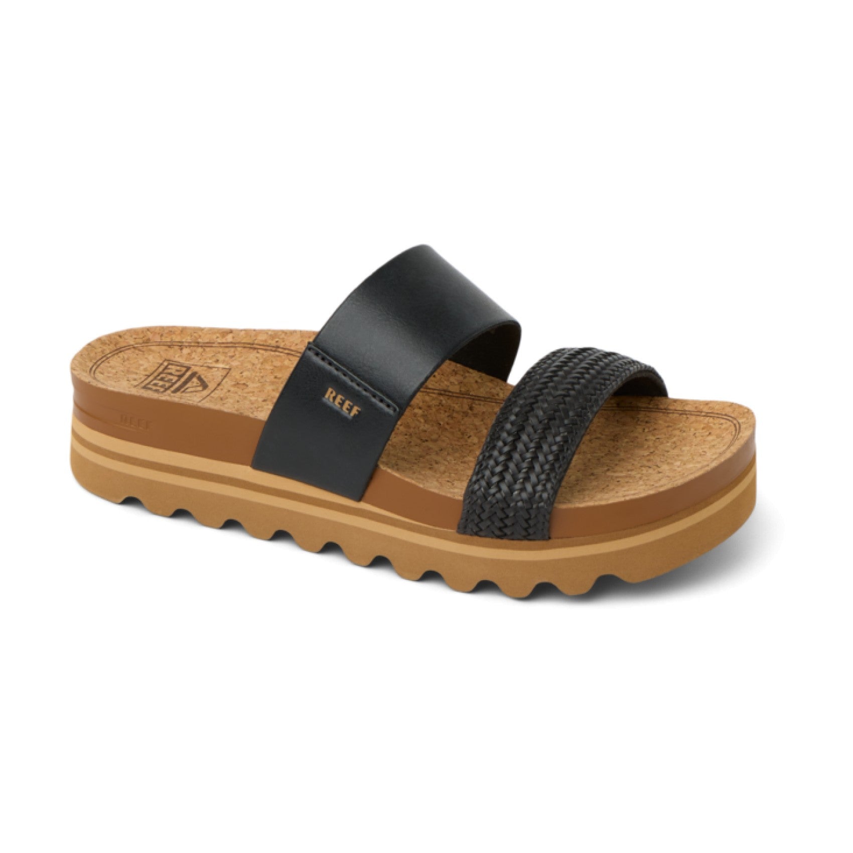 Reef Cushion Vista Hi Women's Comfort Platform Sandals in Black Braid