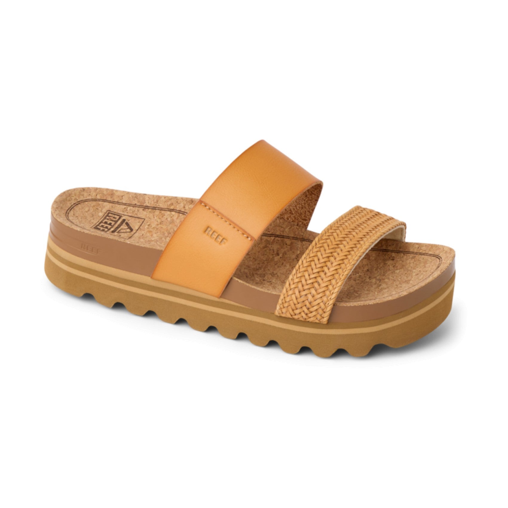 Reef Cushion Vista Hi Women's Comfort Platform Sandals in Natural Braid