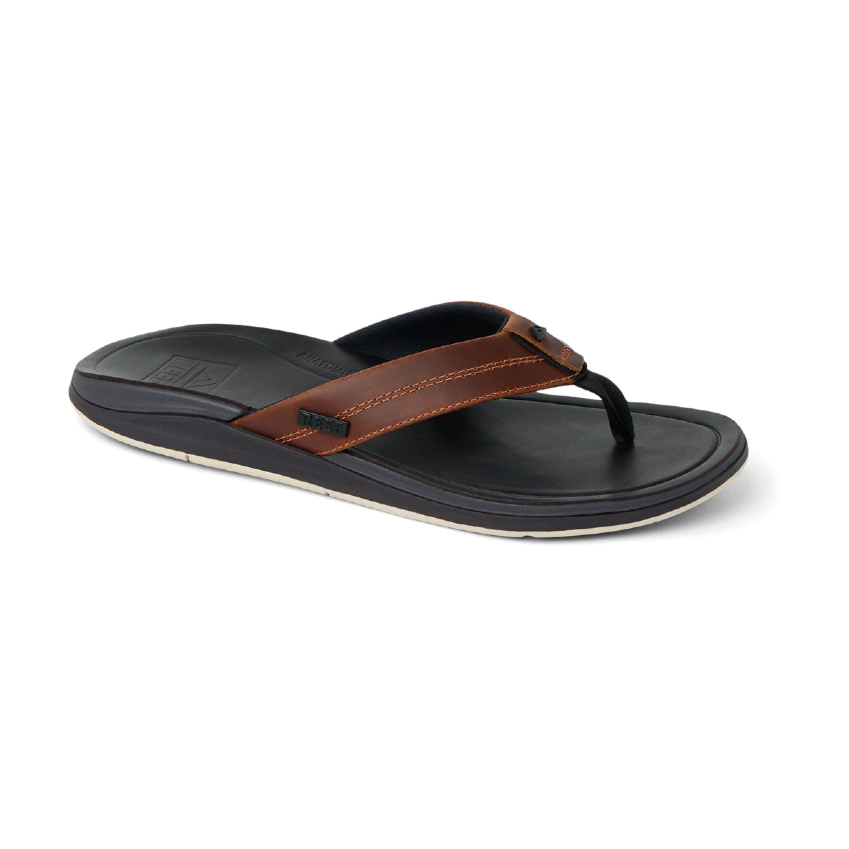 Reef Leather Offshore Men's Sandals | Comfortable Flip Flops for Everyday Wear in Copper/Dark Brown