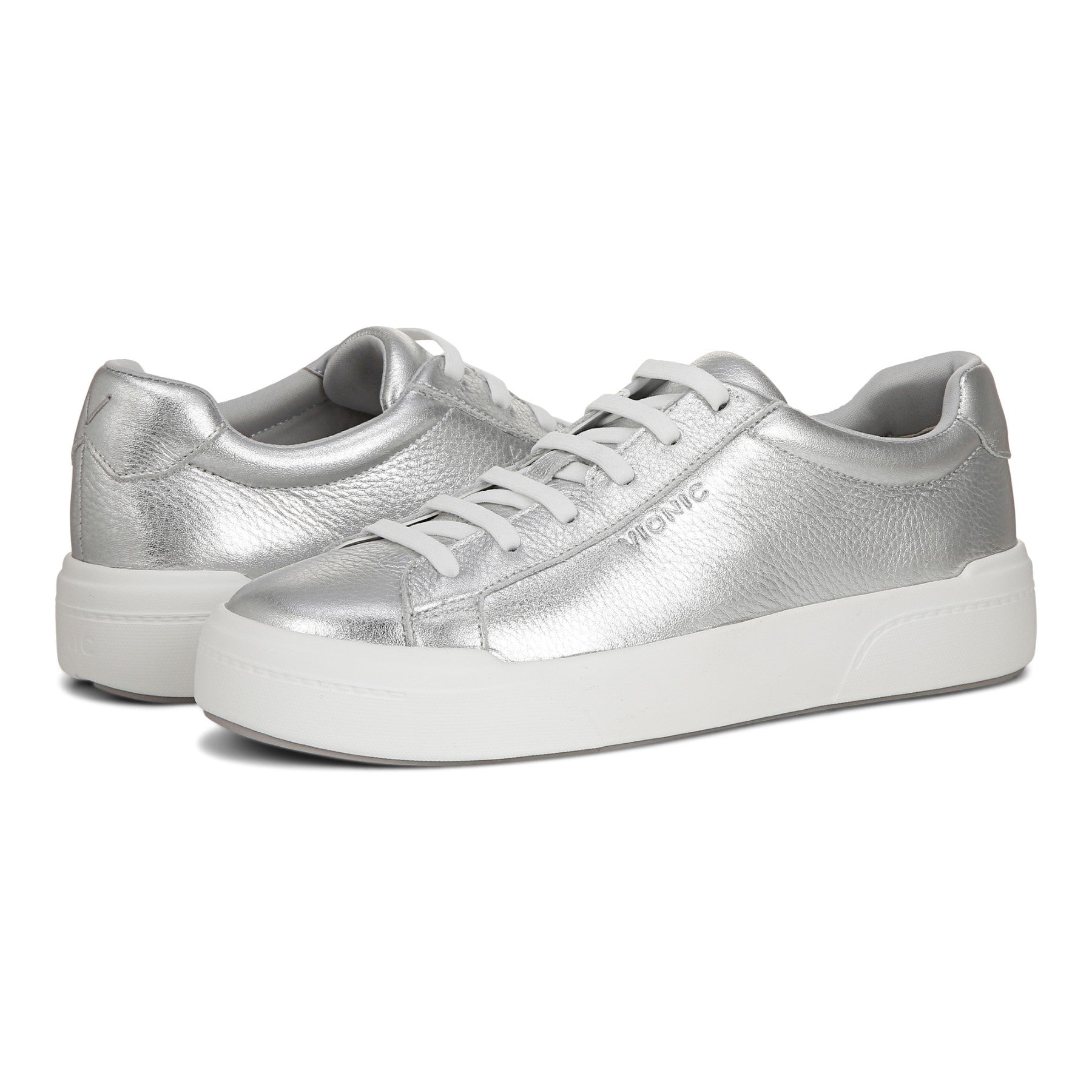 Vionic Colbie womens Slip On/Loafer/Moc Shoe - Silver - pair left angle