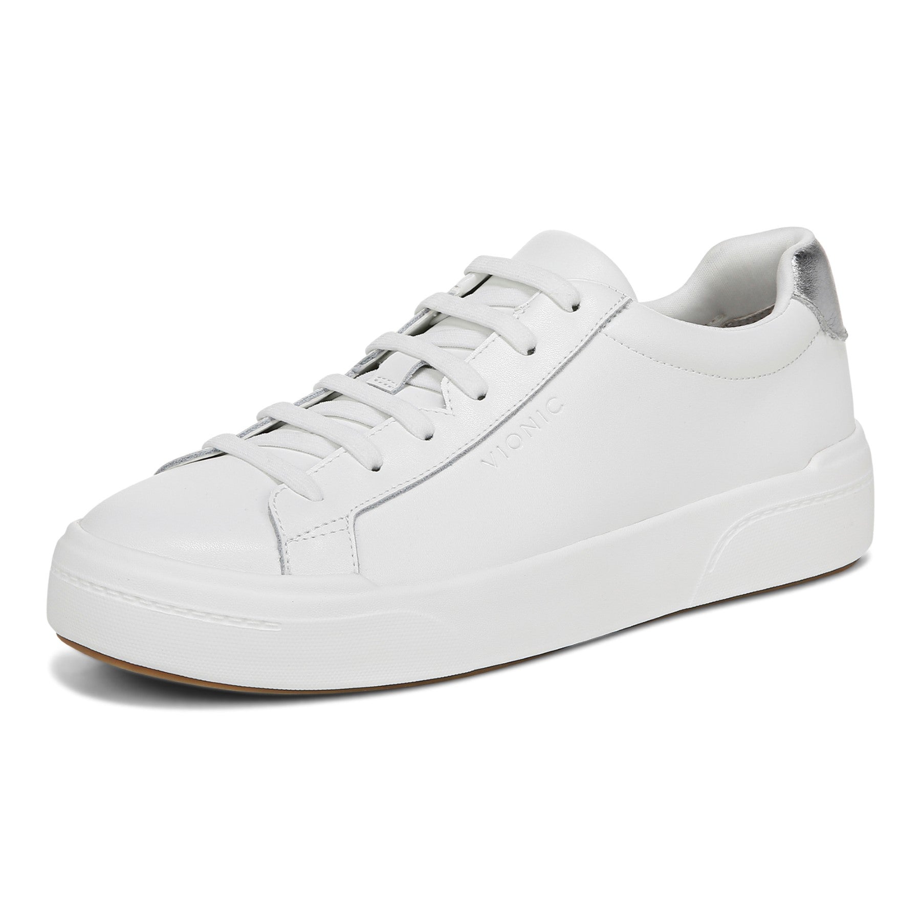 Vionic Colbie womens Slip On/Loafer/Moc Shoe - White Metallic Leather - Left angle
