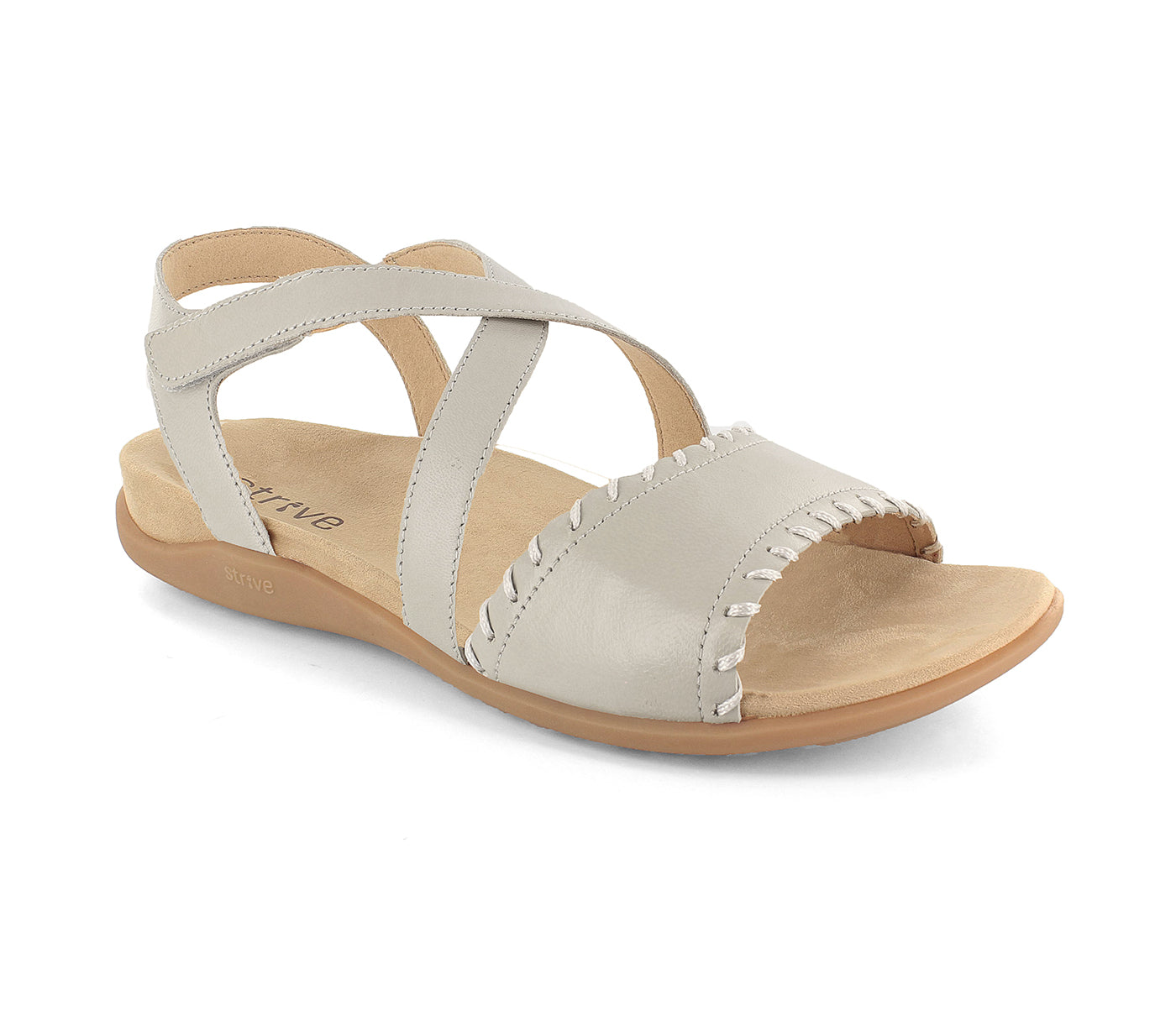 Strive Coral Women's Elegant Summer Sandal -  Coral Latte Angled Beige