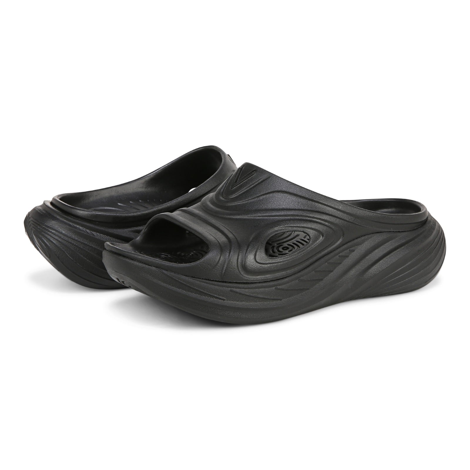 Vionic Cove Rx unisex Slide Sandal - Black - pair left angle