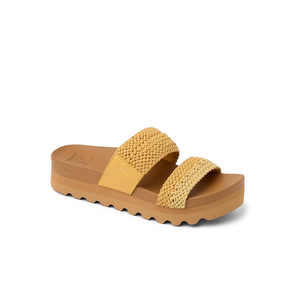 Reef Cushion Vista Hi Women's Comfort Platform Sandals in Yellow Duo Braid