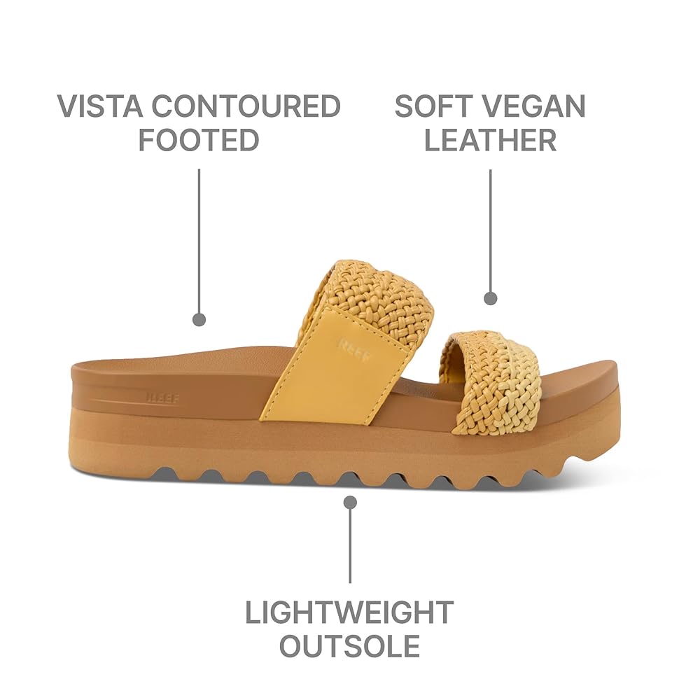 Reef Cushion Vista Hi Women's Comfort Platform Sandals - Yellow Duo Braid