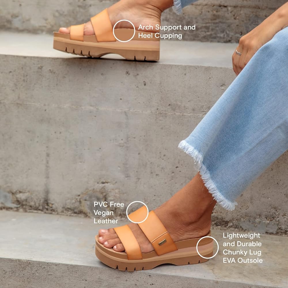 Reef Cushion Vista Hi 2.5 Women's Platform Sandals - Cognac