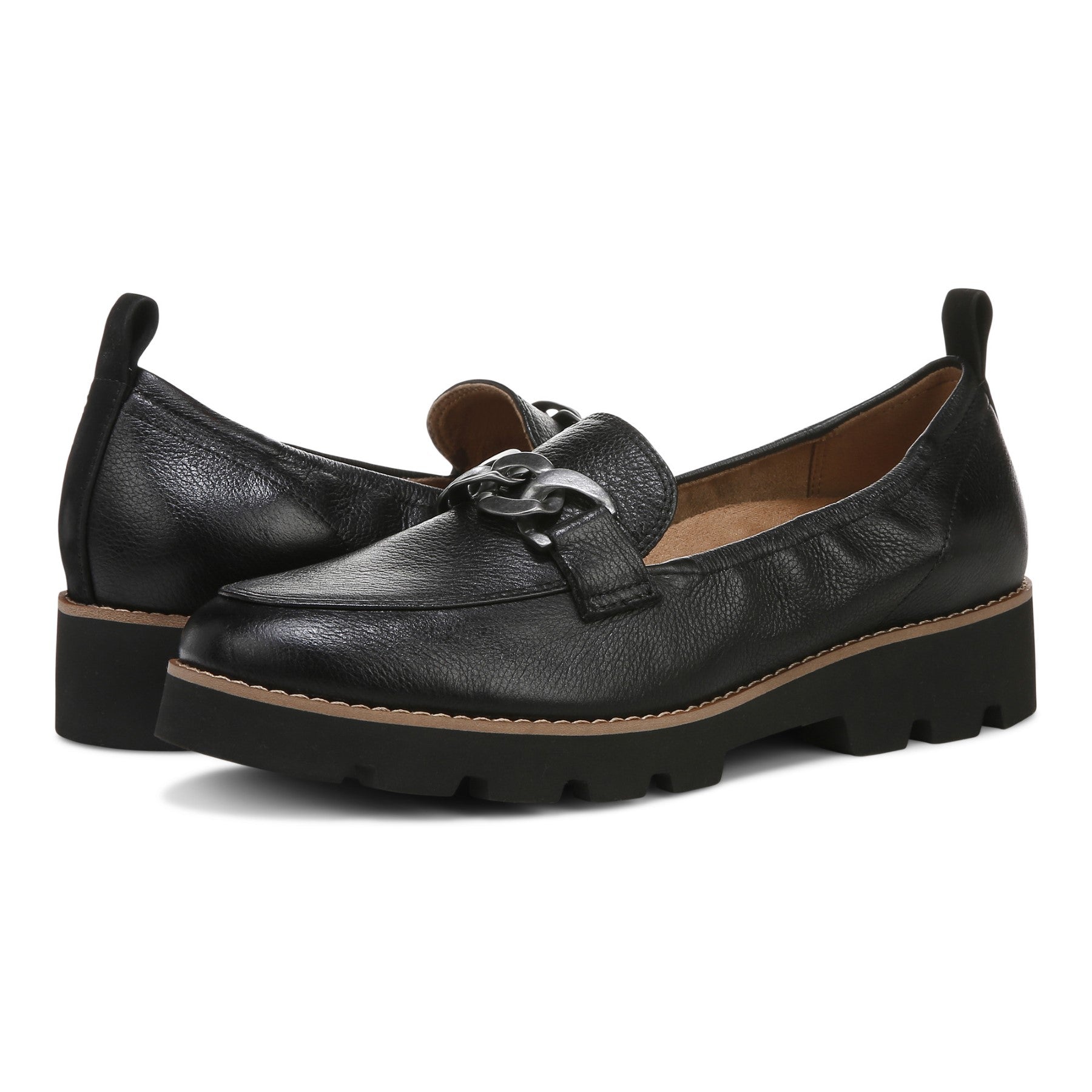 Vionic Cynthia Womens Slip On/Loafer/Moc Casual - Black - pair left angle