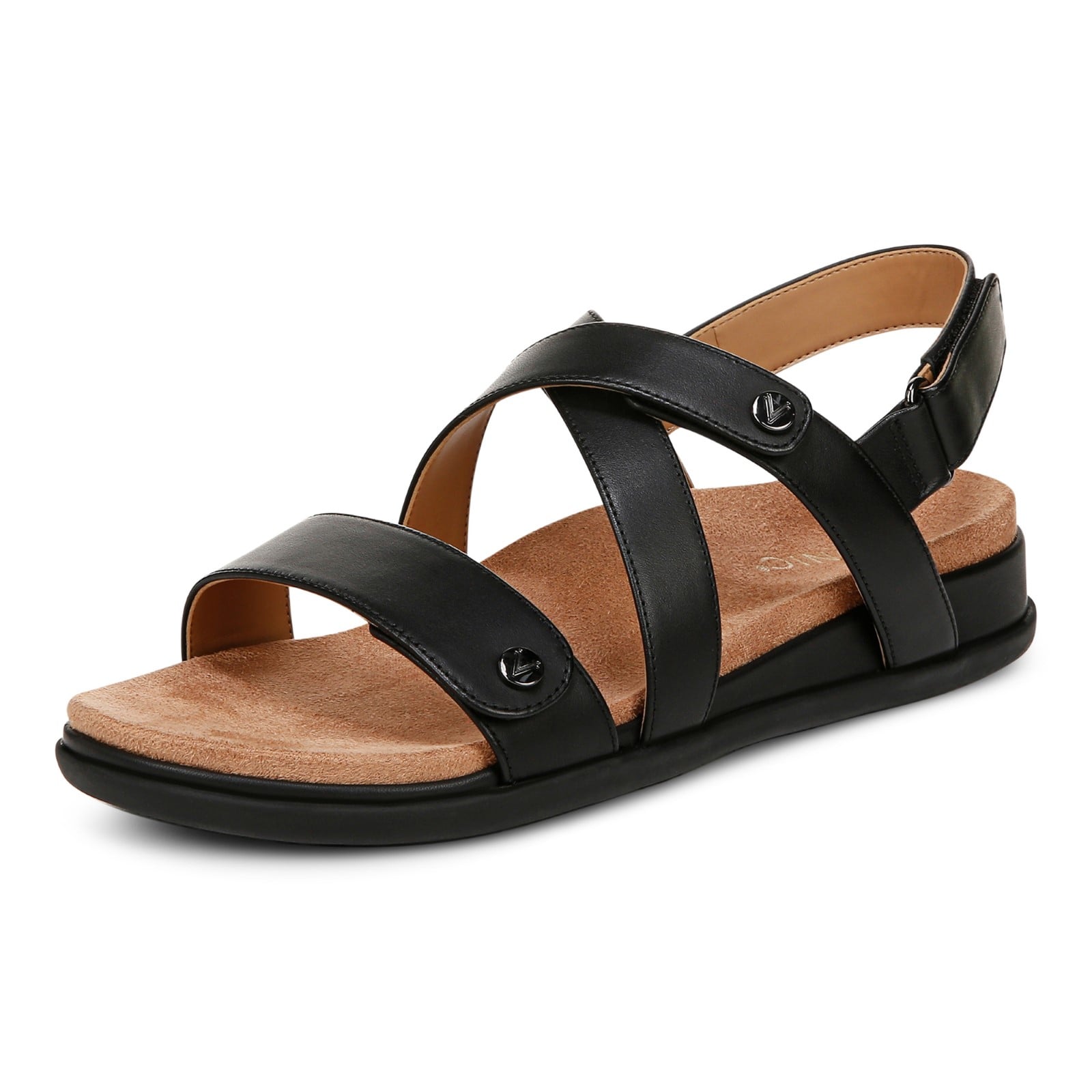 Vionic Cypress Womens Strappy Sandal Sandals - Black Leather - Left angle