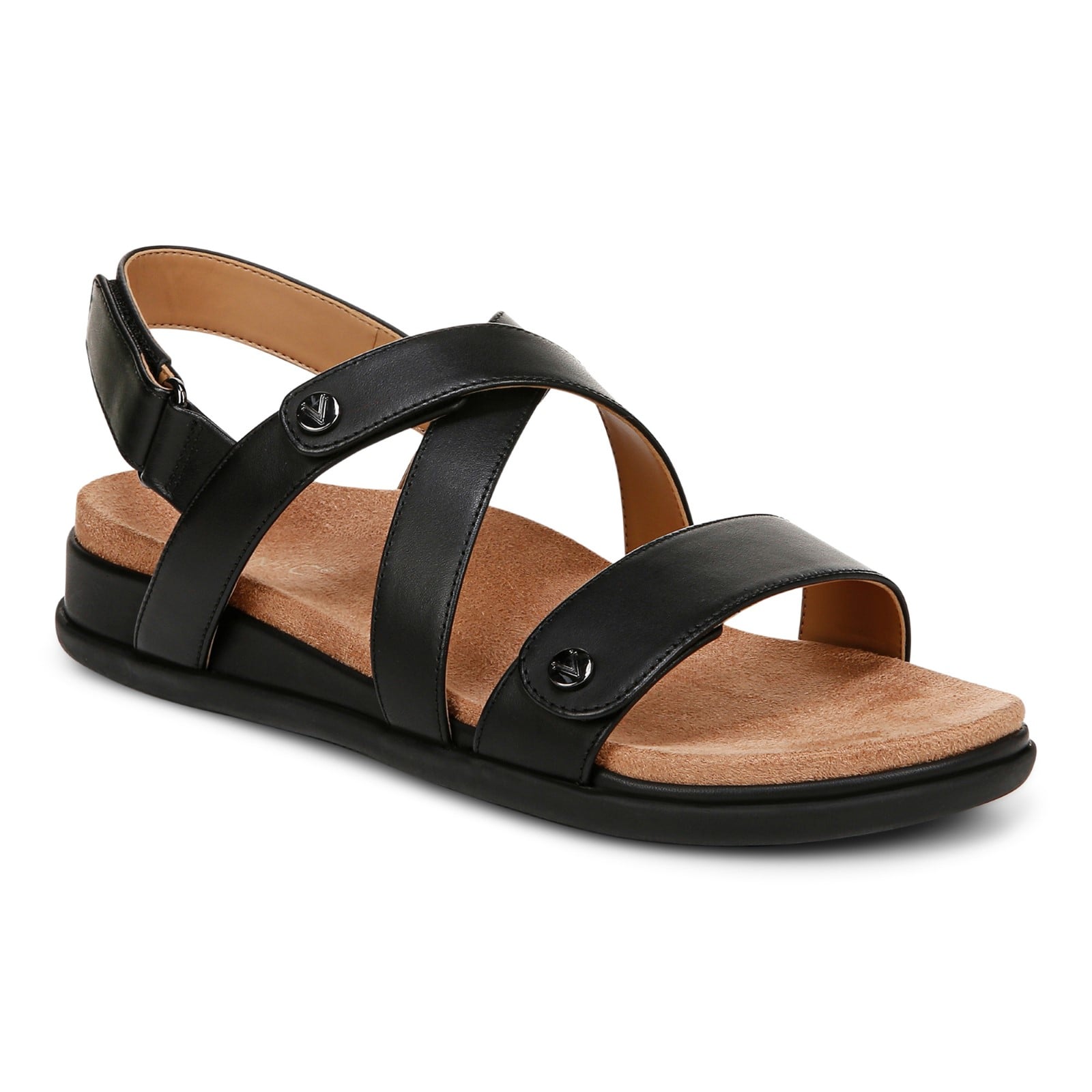Vionic Cypress Women's Strappy Sandals in Black Leather
