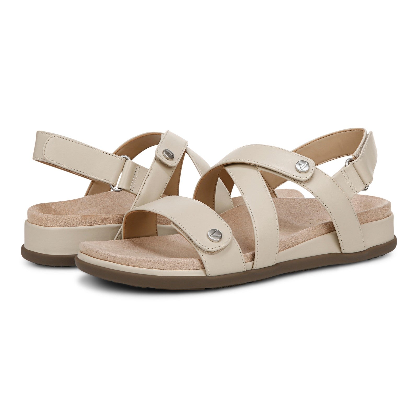 Vionic Cypress Womens Strappy Sandal Sandals - Parchment Leather - pair left angle