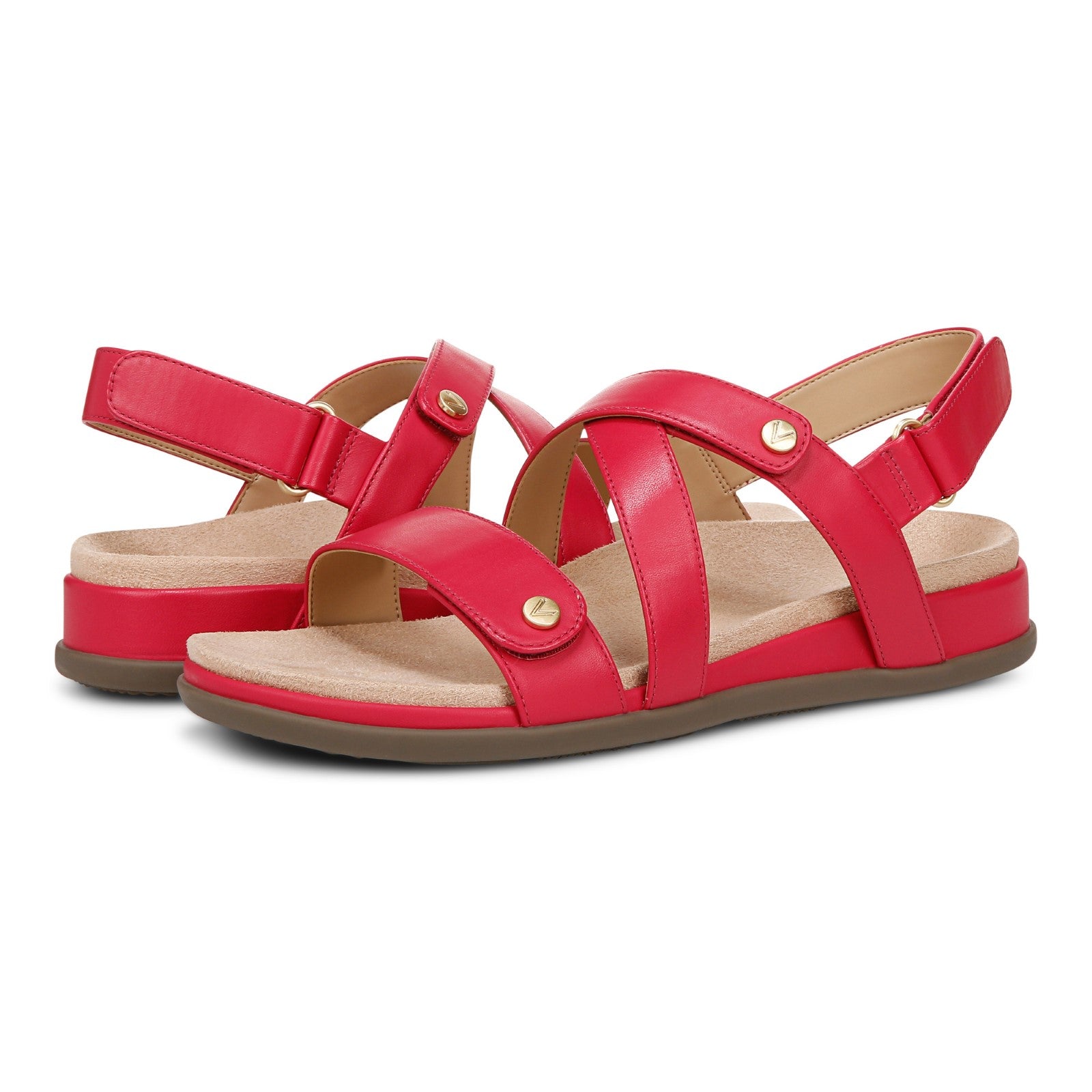 Vionic Cypress Womens Strappy Sandal Sandals - Viva Magenta Leather - pair left angle