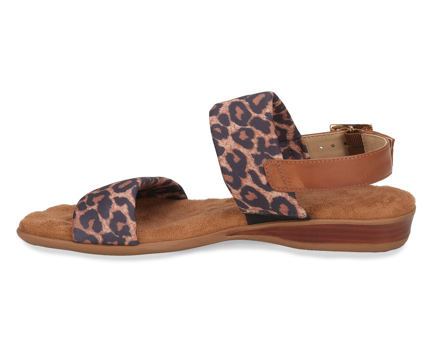 Ros Hommerson Cabana Women's Comfort Sandal - Leopard Fabric Luggage Atanado Leather - Inside View
