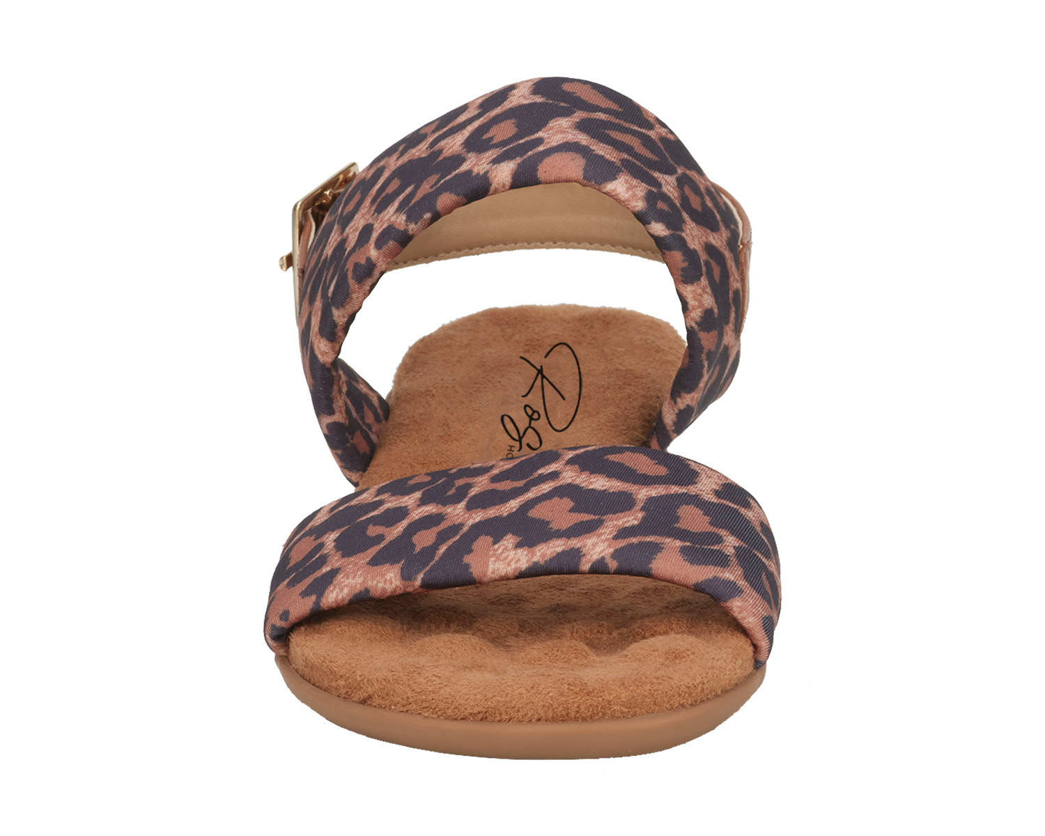 Ros Hommerson Cabana Women's Comfort Sandal - Leopard Fabric Luggage Atanado Leather - Front View