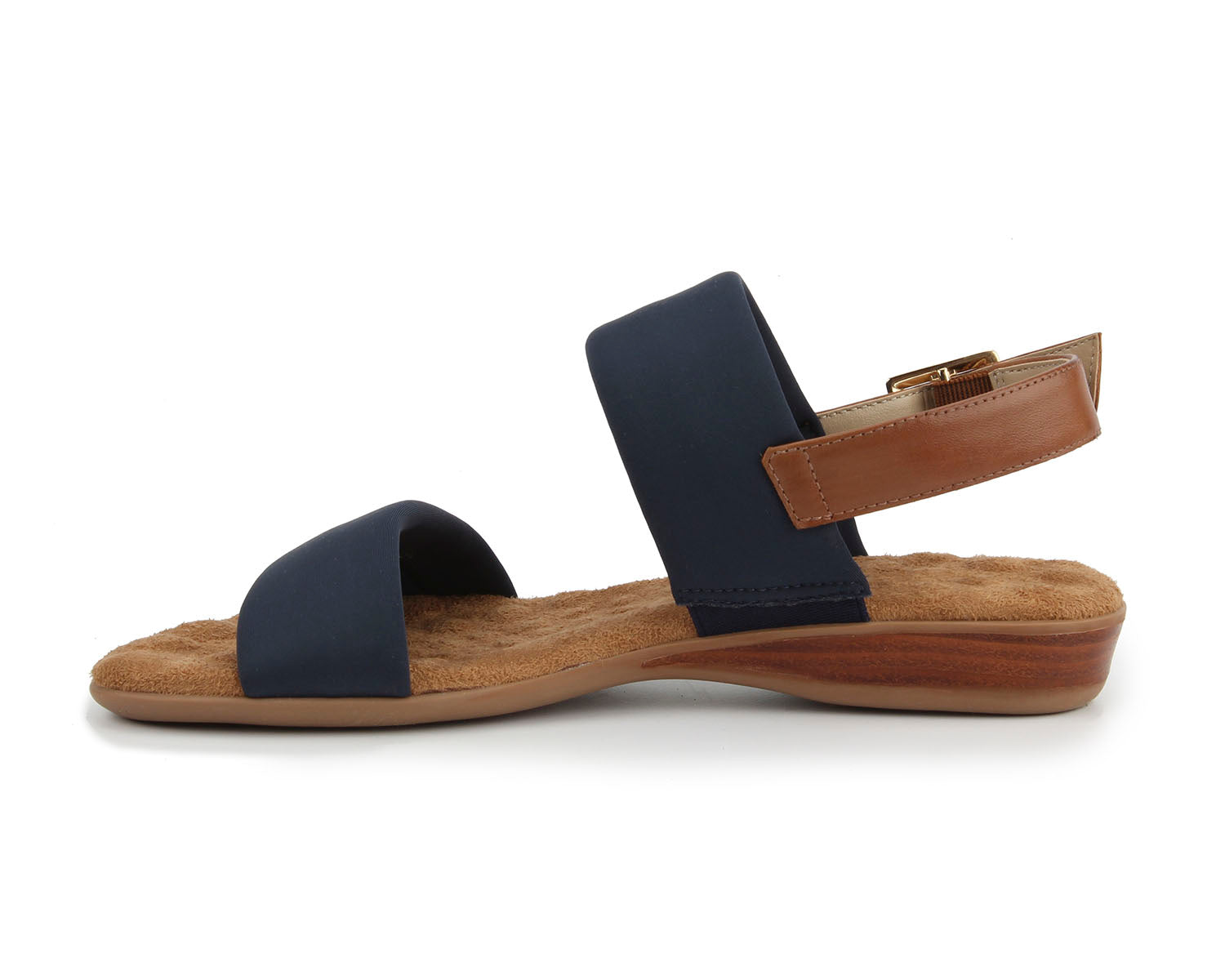 Ros Hommerson Cabana Women's Comfort Sandal - Navy Fabric Luggage Atanado Leather - Inside View