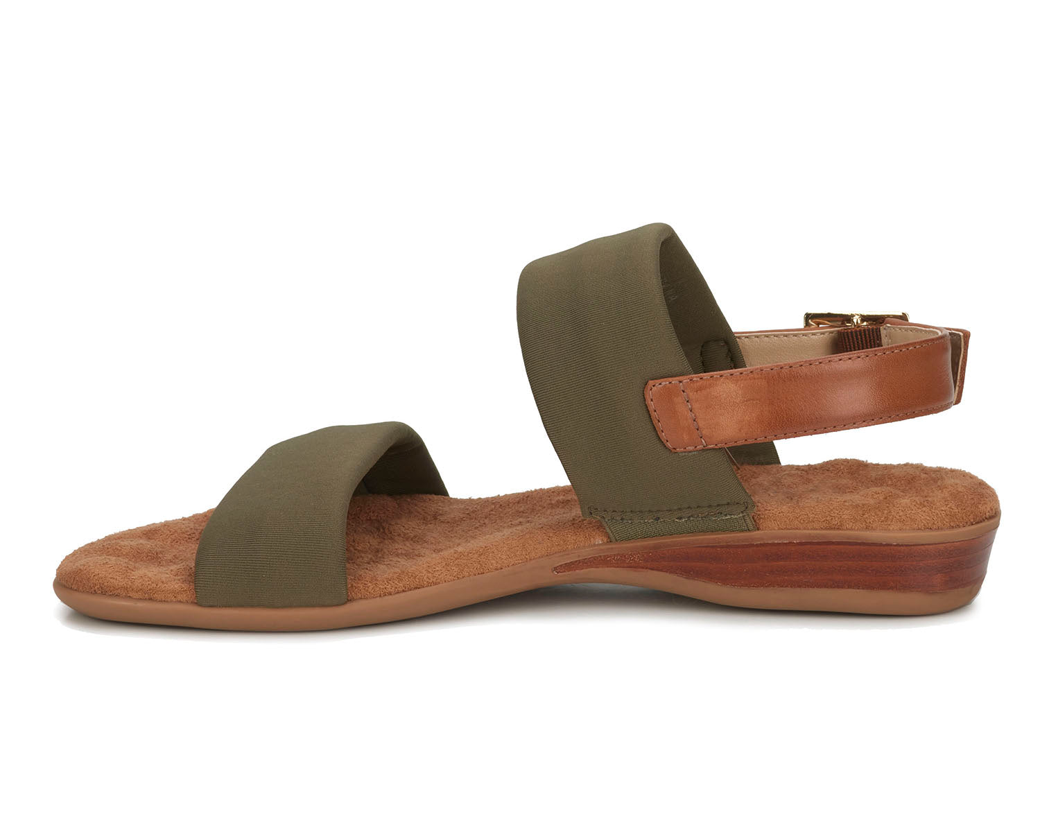 Ros Hommerson Cabana Women's Comfort Sandal - Olive Fabric Luggage Atanado Leather - Inside View