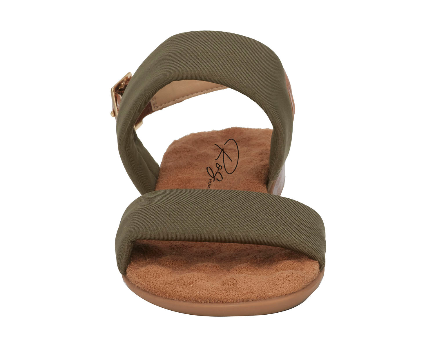 Ros Hommerson Cabana Women's Comfort Sandal - Olive Fabric Luggage Atanado Leather - Front View