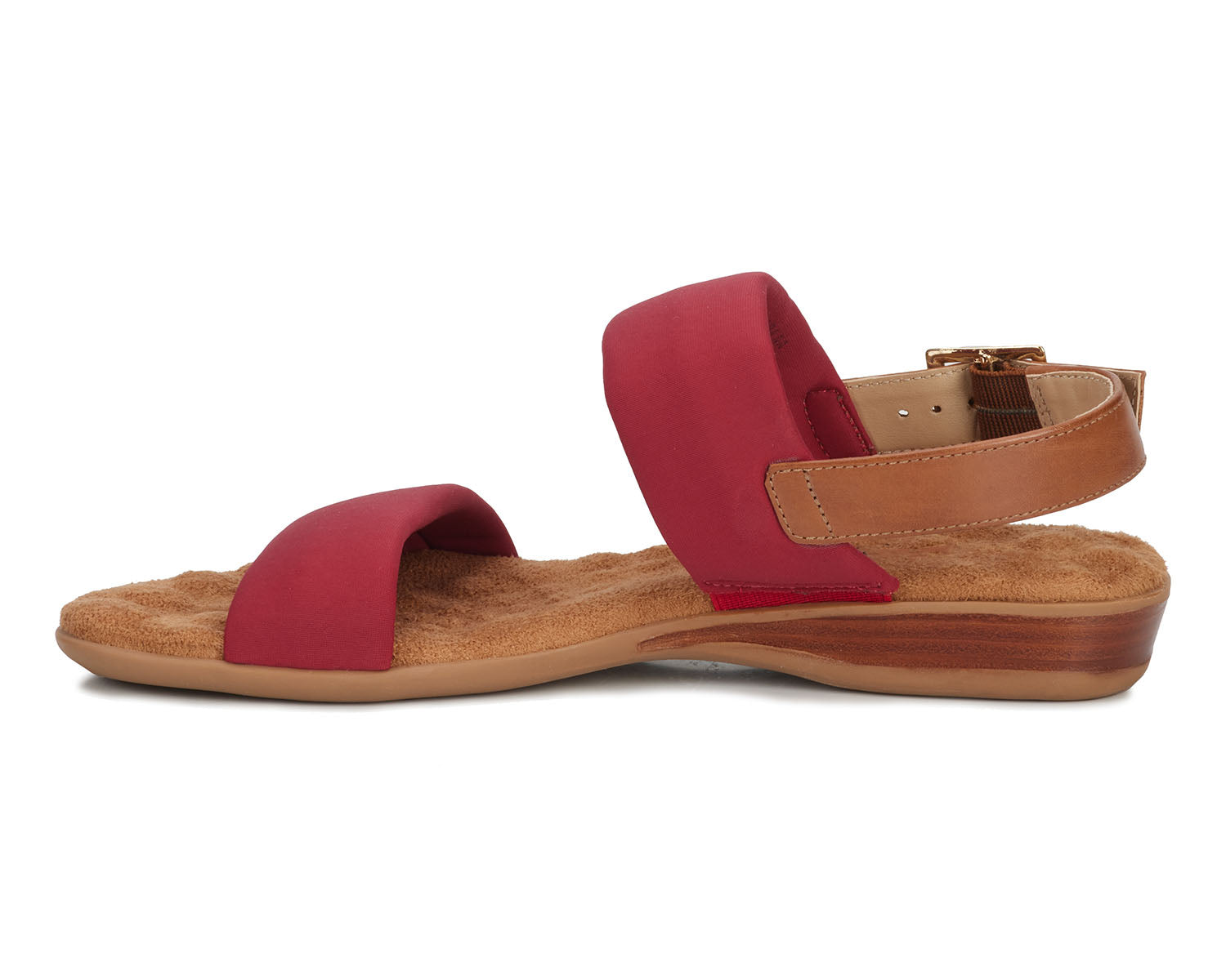 Ros Hommerson Cabana Women's Comfort Sandal - Red Fabric Luggage Atanado Leather - Inside View
