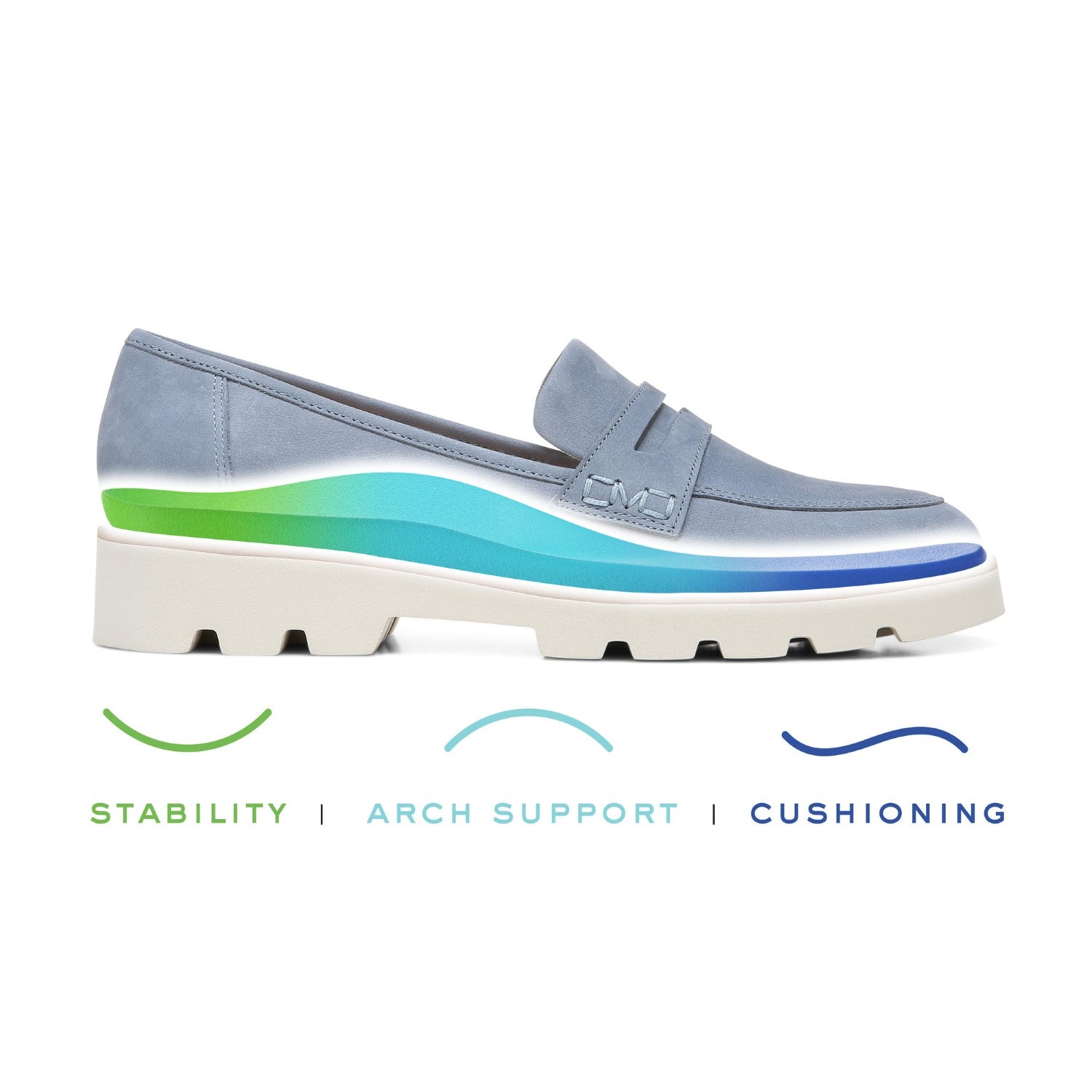 Vionic Cheryl Women's Platform Supportive Loafer - Blue 3Zone med