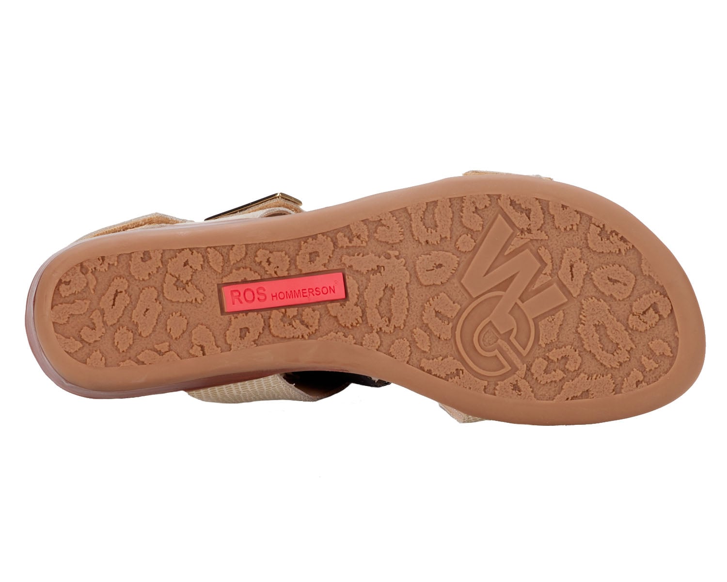 Ros Hommerson Chloe Women's Adjustable Strap Sandal - Natural Patent Lizard Print Leather - Top View
