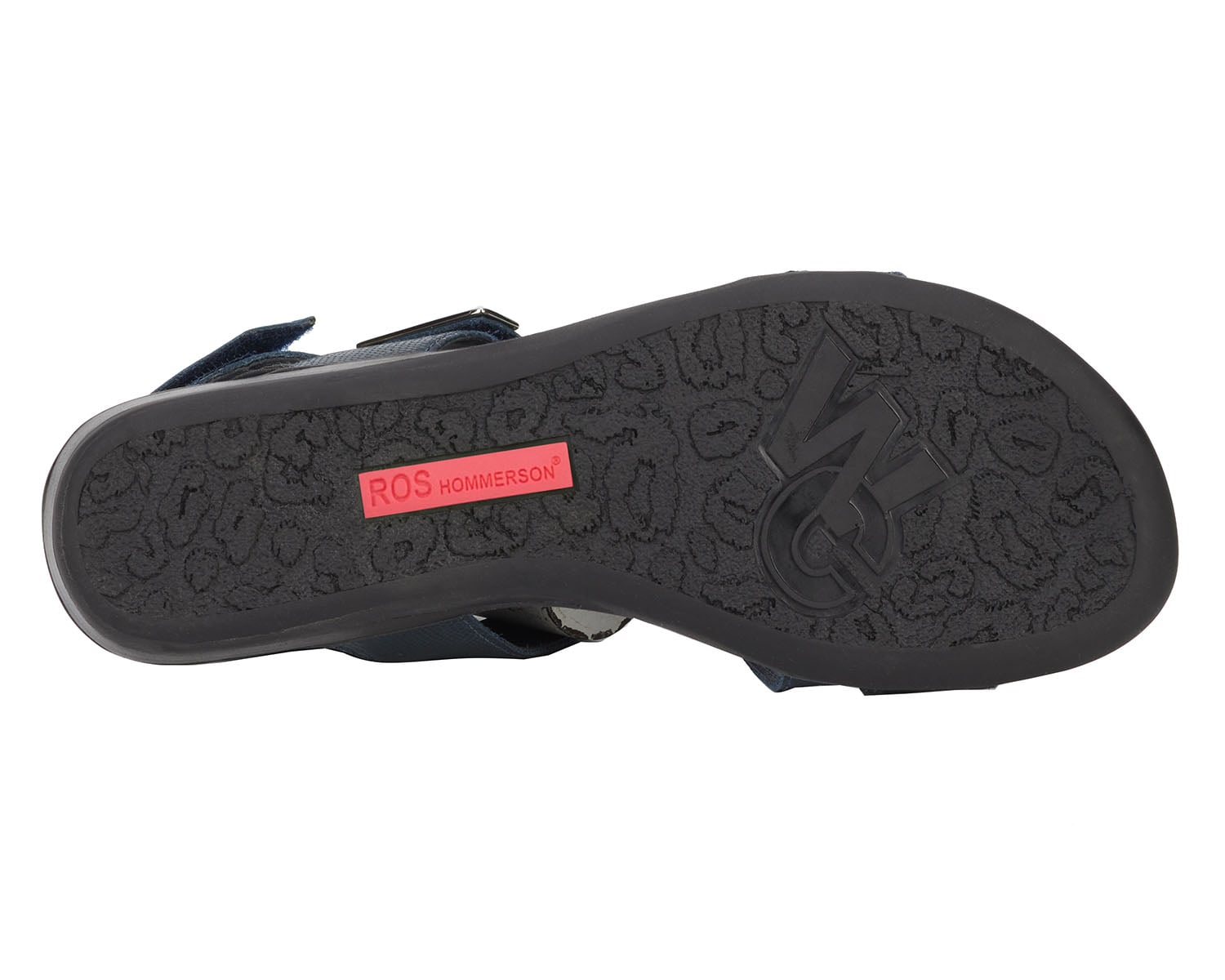 Ros Hommerson Chloe Women's Adjustable Strap Sandal - Navy Patent Lizard Print Leather - Top View