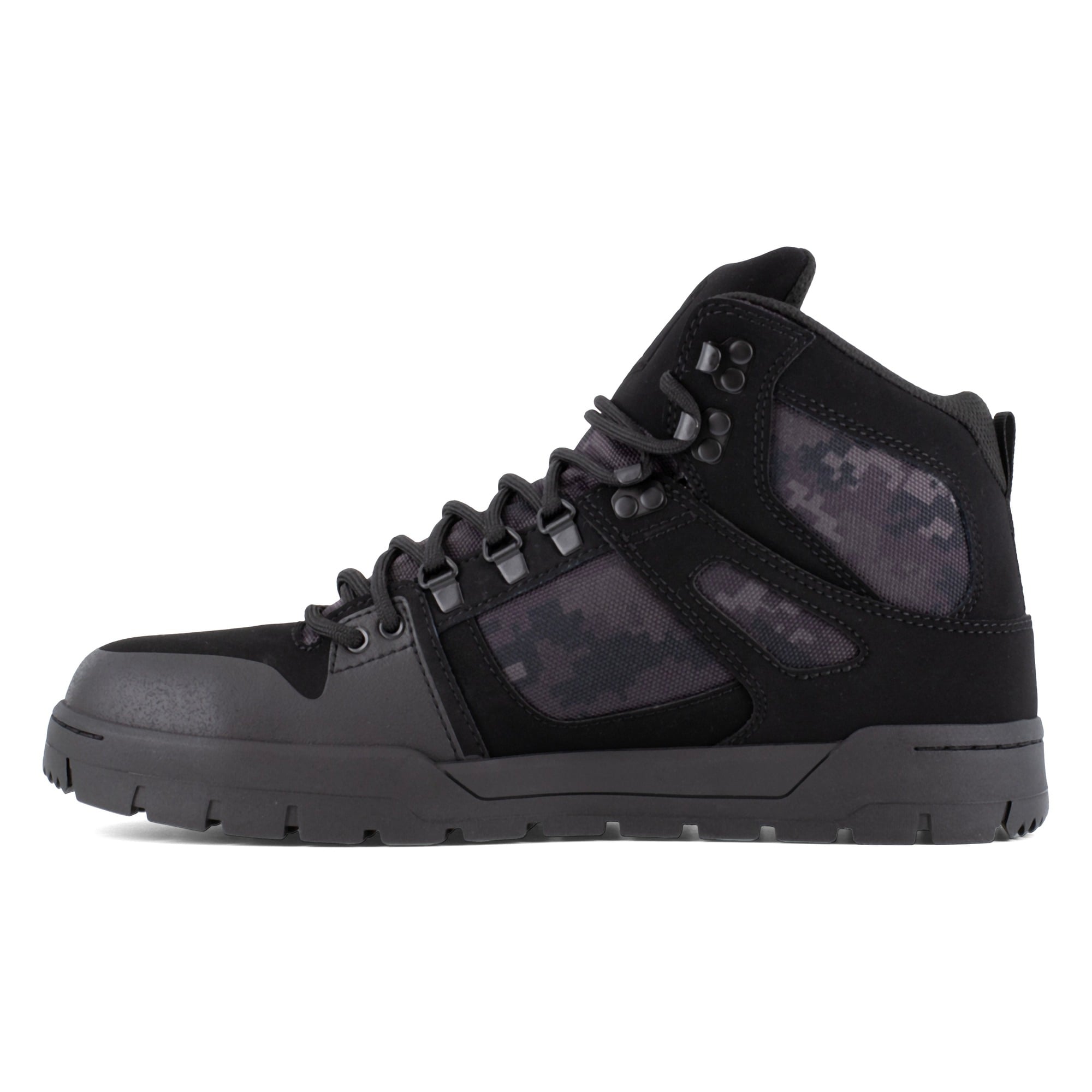 DC Work Crew Pure Work Men's Composite Toe - Waterproof Work High-Top - Black Camo Men's Work Shoe - Black Camo - side view 2
