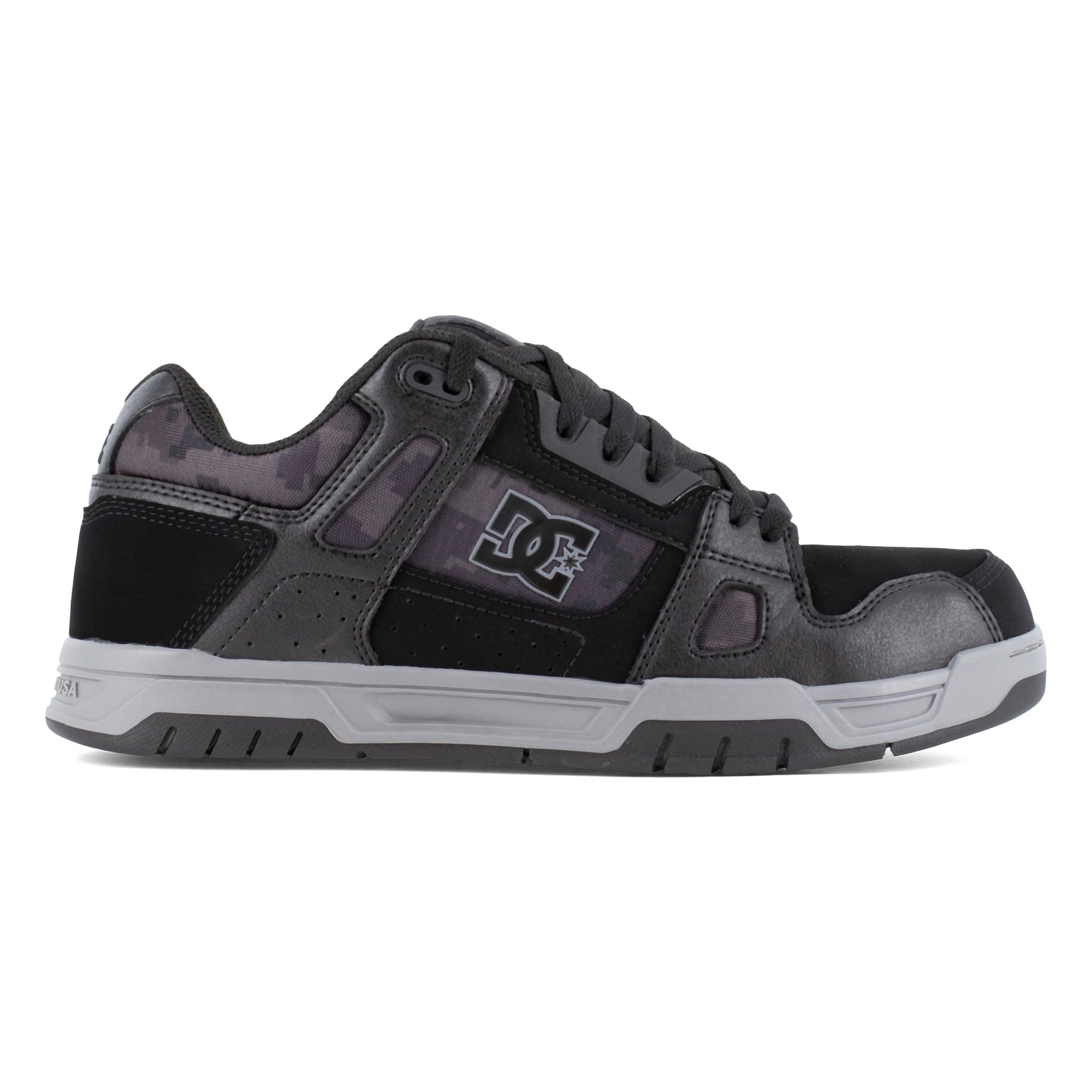 DC Work Crew Stag Work Men's Composite Toe Work Shoe - Black/Gray - Black/Gray - side view