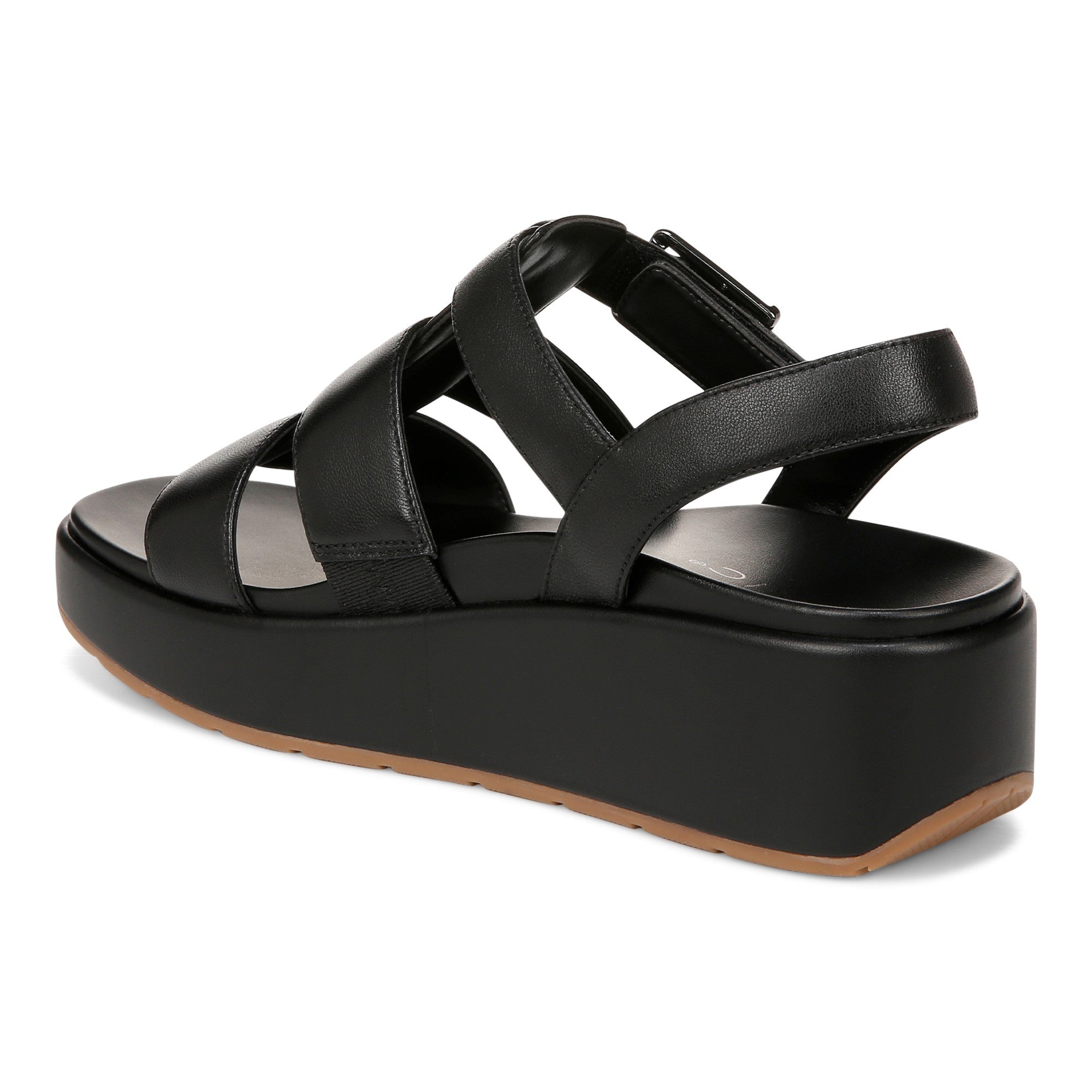 Vionic Delano Women's Platform Wedge Comfort Sandal - Black - Back angle
