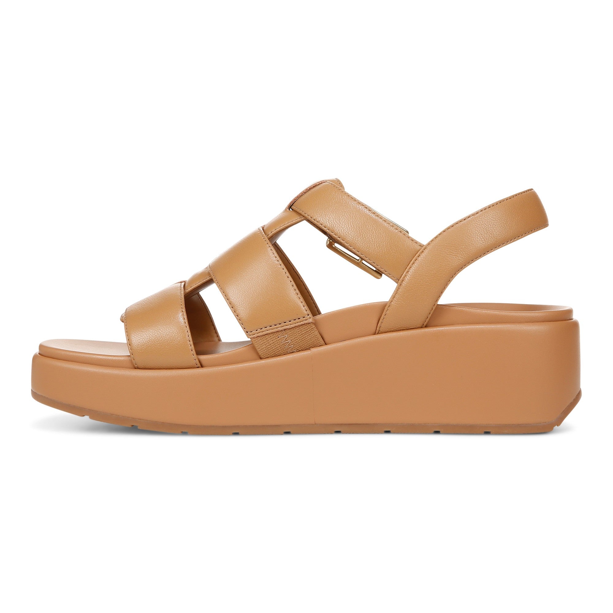 Vionic Delano Women's Platform Wedge Comfort Sandal - Camel - Left Side