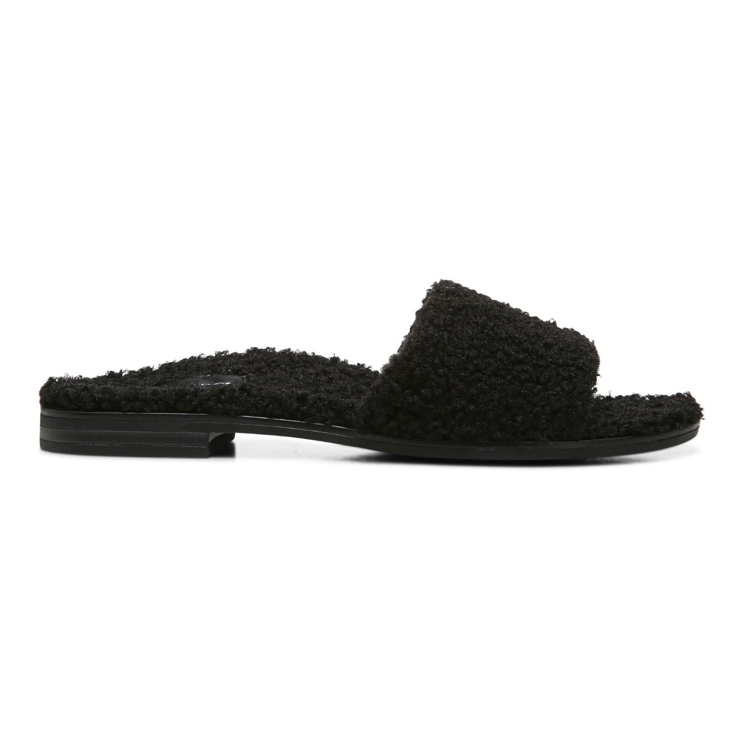 Vionic Demi Women's Heeled Slide Sandal - Black Curly Shear - Right side