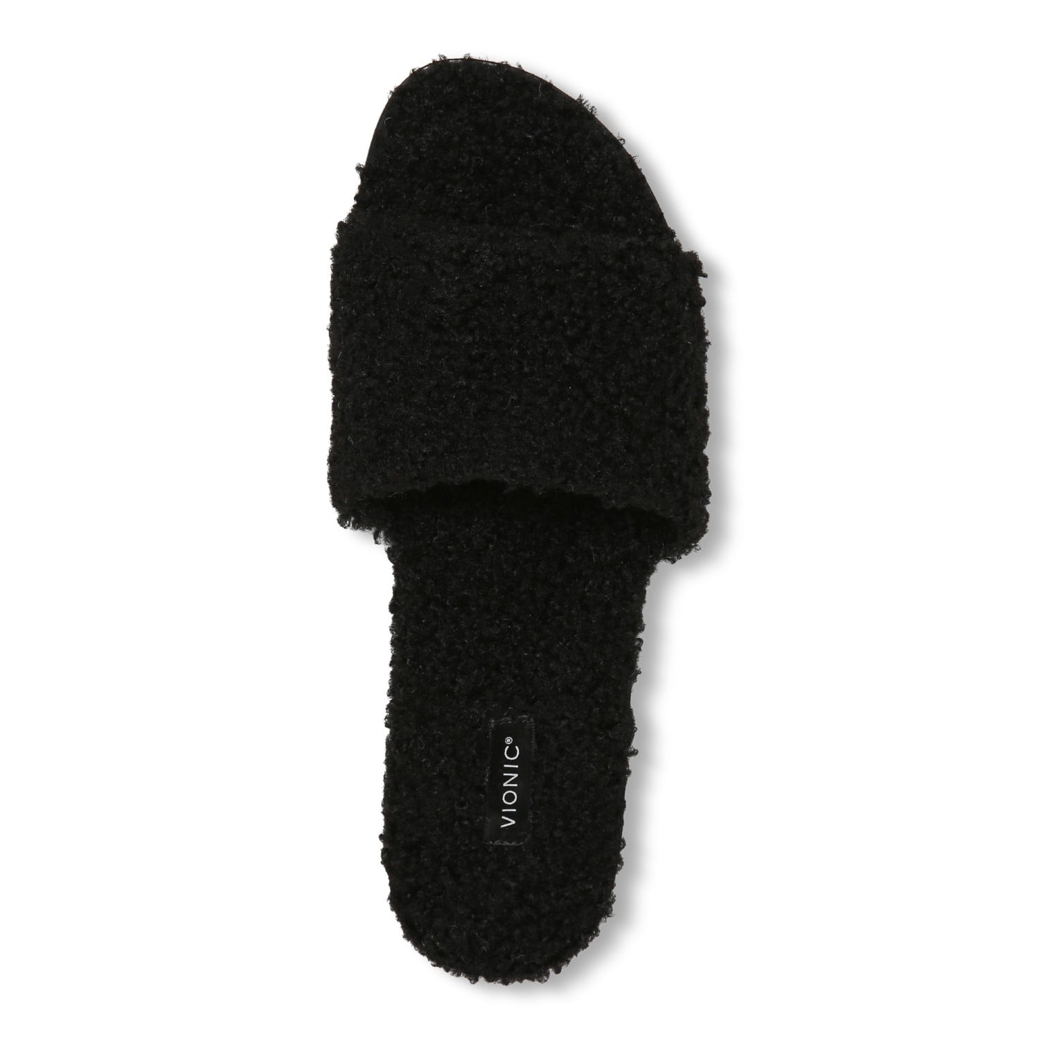 Vionic Demi Women's Heeled Slide Sandal - Black Curly Shear - Top