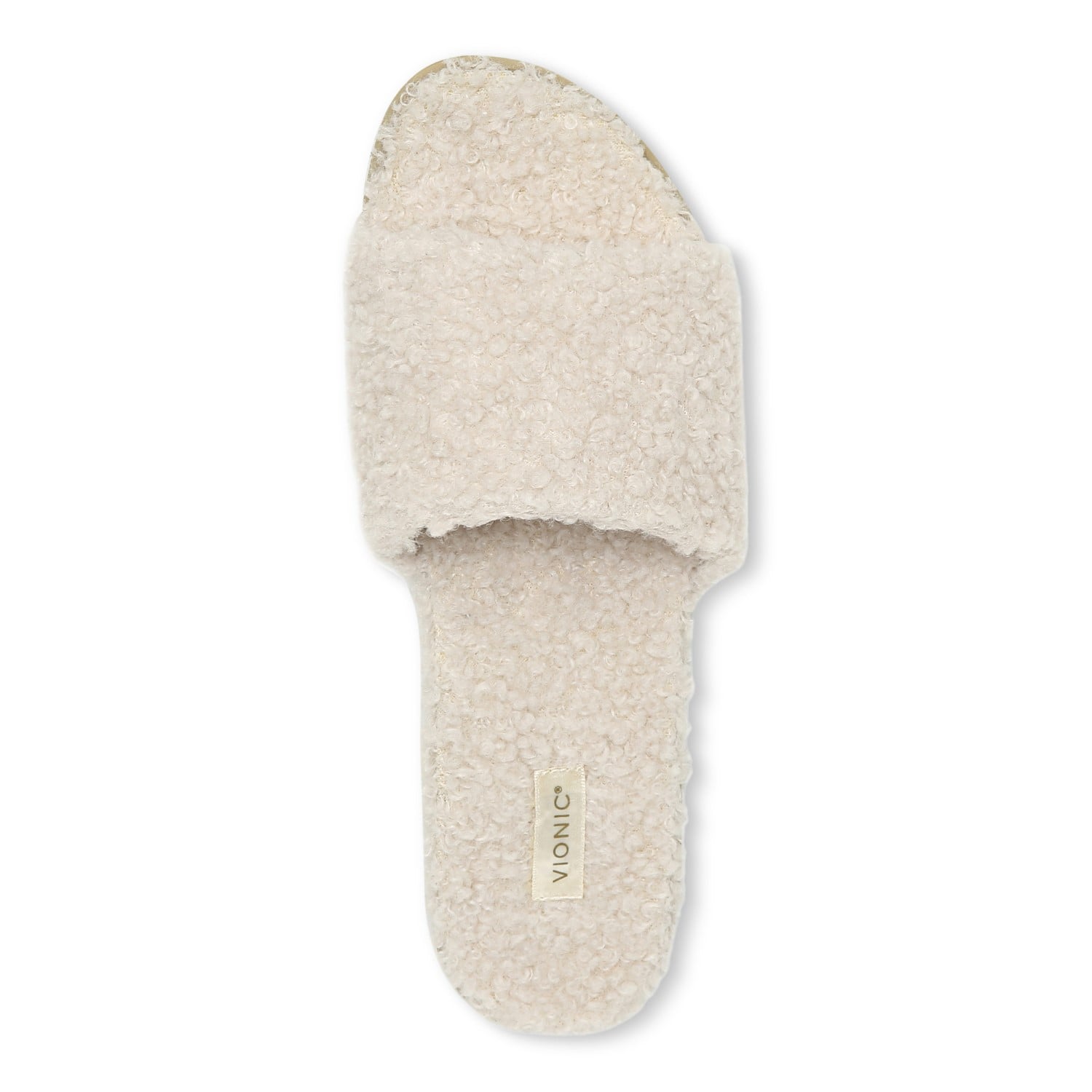 Vionic Demi Women's Heeled Slide Sandal - Natural Curly Shear - Top