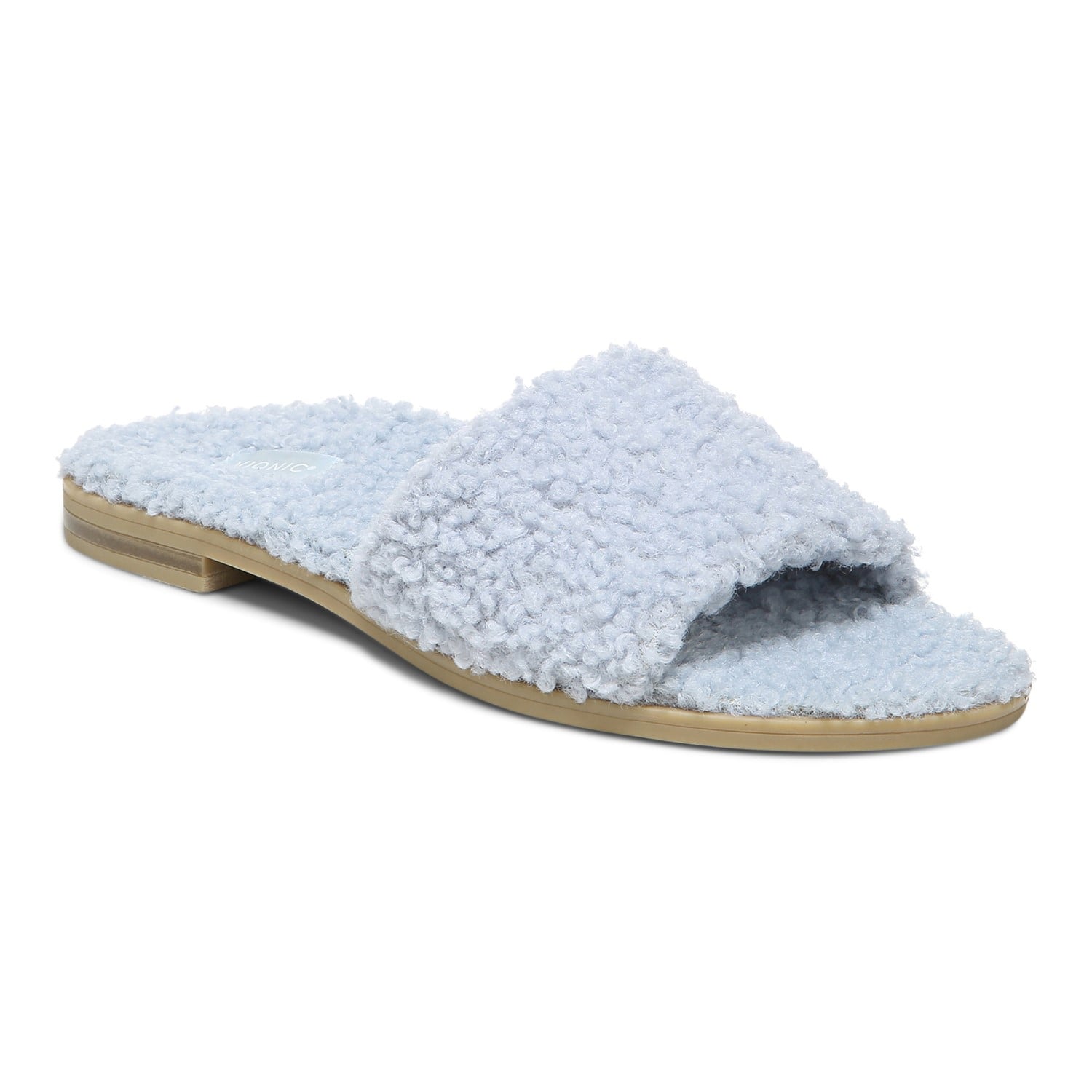 Vionic Demi Women's Heeled Slide Sandal in Arctic Ice Curly Shr