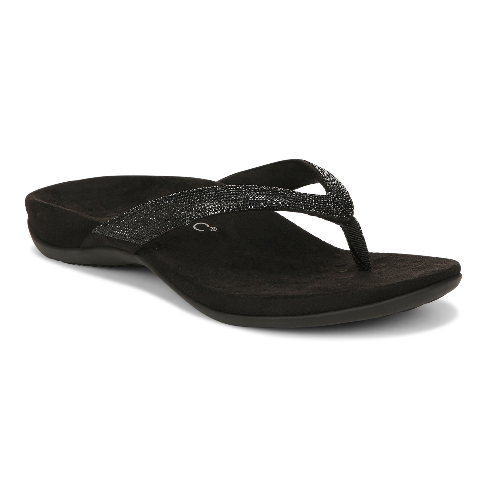Vionic Dillon Shine Women's Thong Sandals - Stylish and Comfortable Footwear in Black Rhinestone