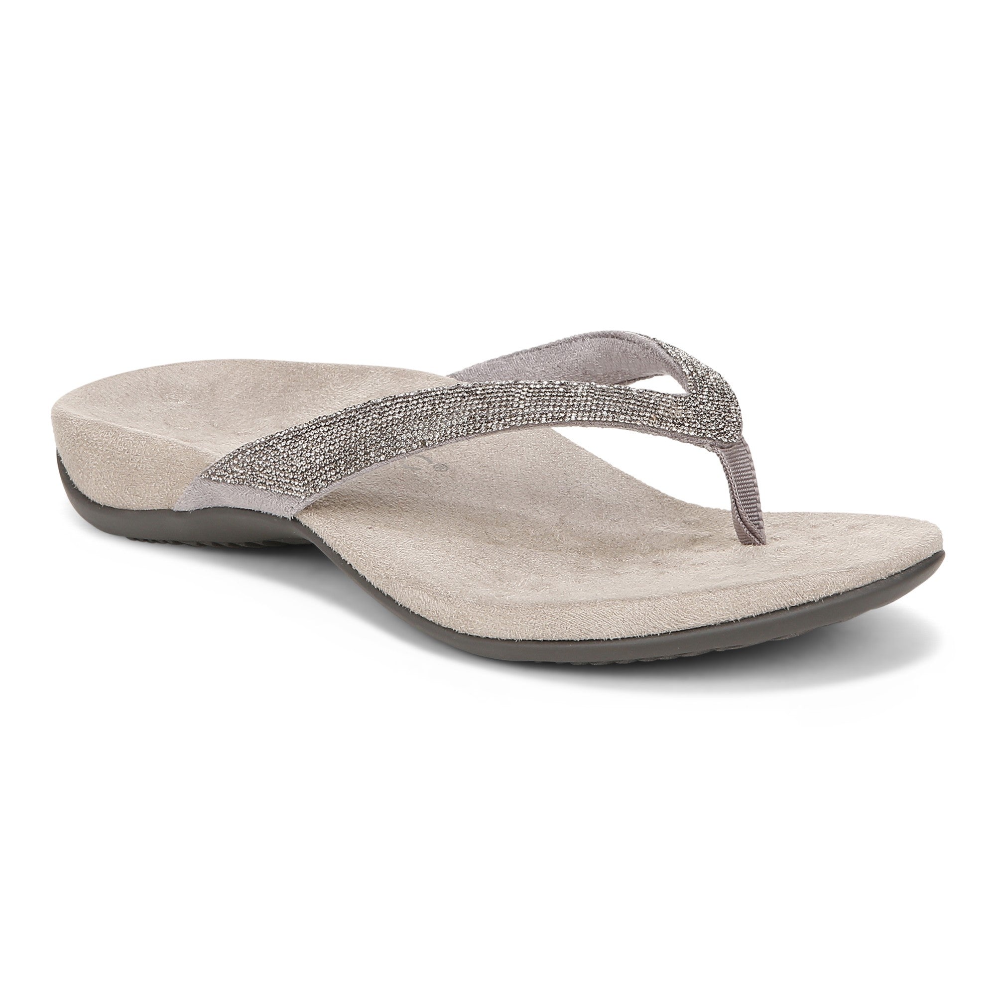 Vionic Dillon Shine Womens Thong Sandals - Stormy Rhinestone - Angle main