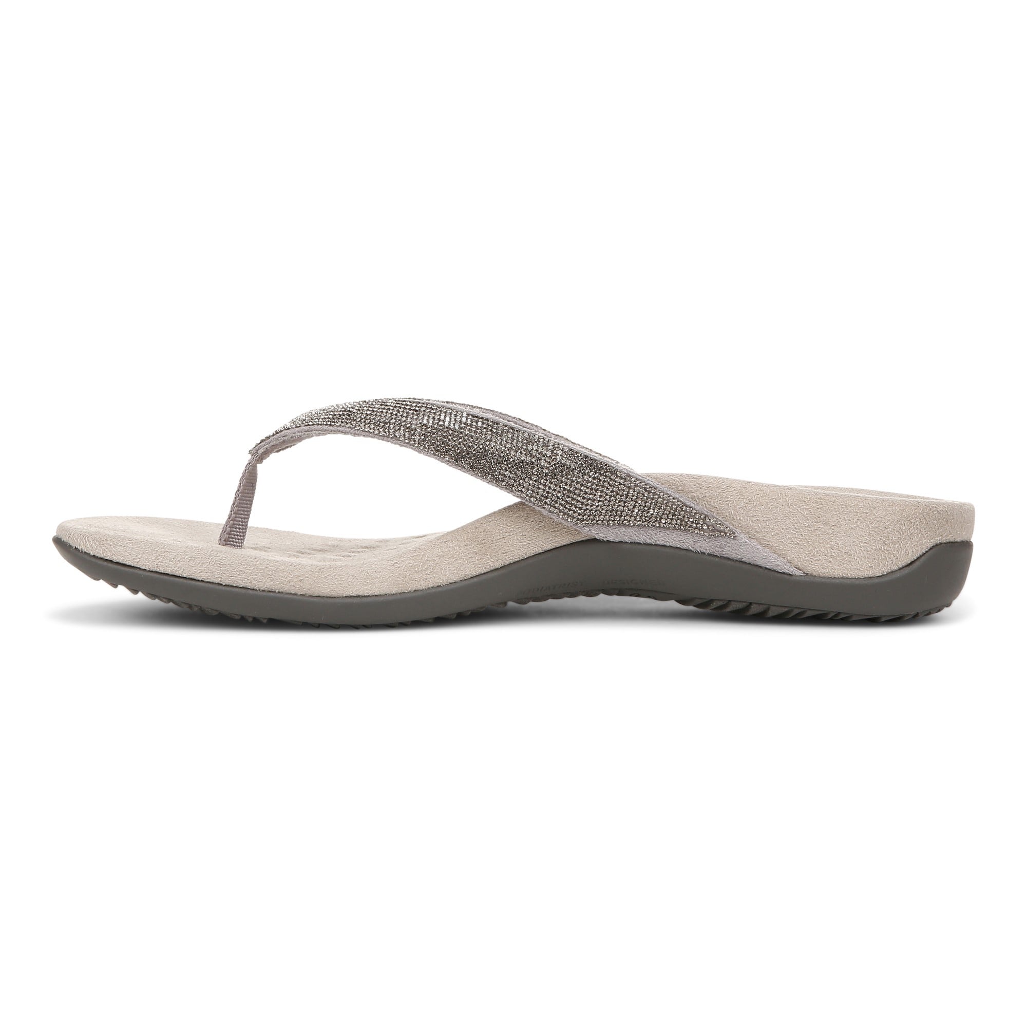 Vionic Dillon Shine Womens Thong Sandals - Stormy Rhinestone - Left Side
