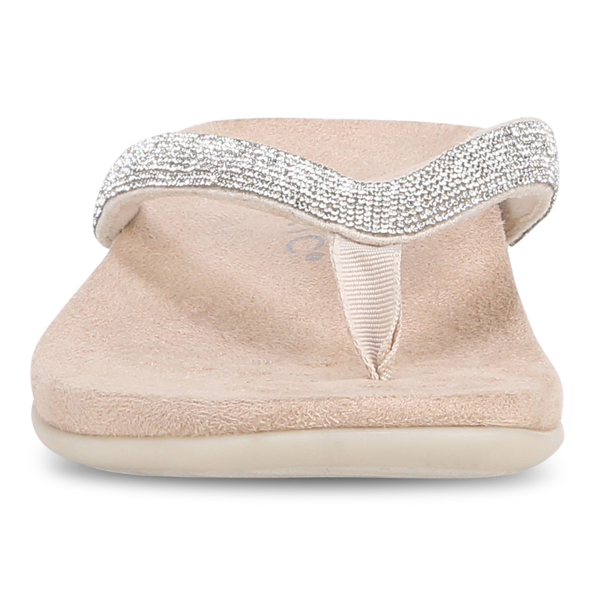 Vionic Dillon Shine Women's Thong Sandals - Stylish and Comfortable Footwear - Cream - Front