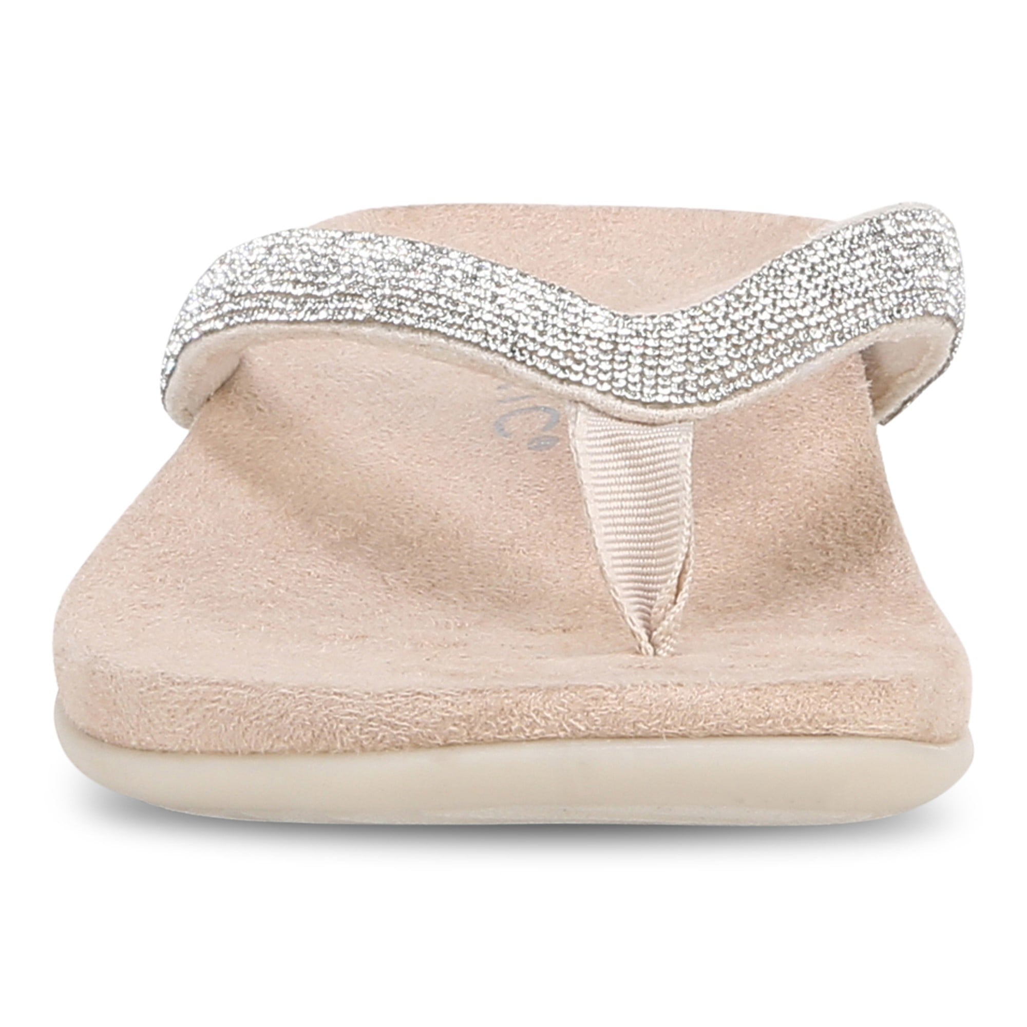 Vionic Dillon Shine Women's Thong Sandals - Stylish and Comfortable Footwear - Cream - Front