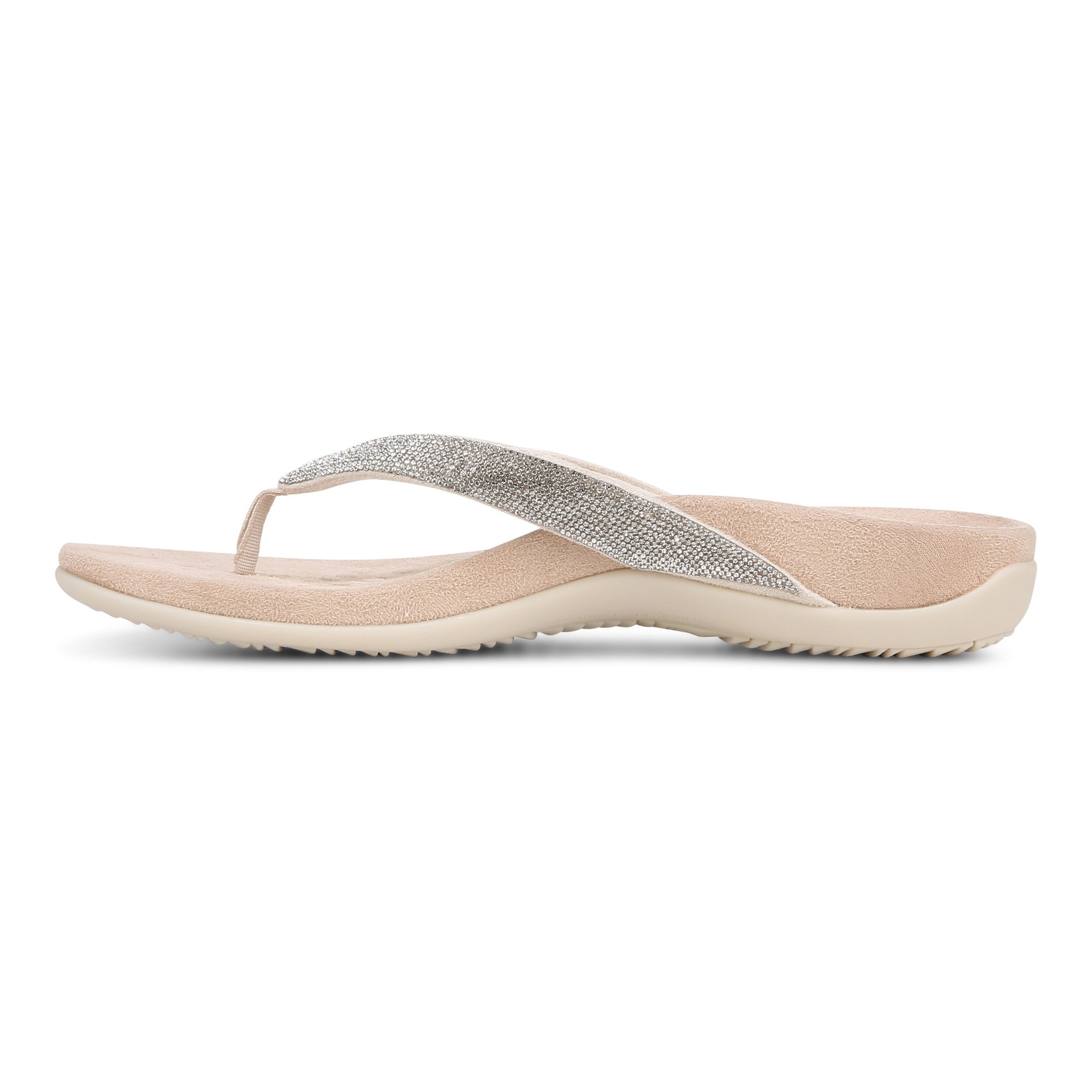 Vionic Dillon Shine Women's Thong Sandals - Stylish and Comfortable Footwear - Cream - Left Side