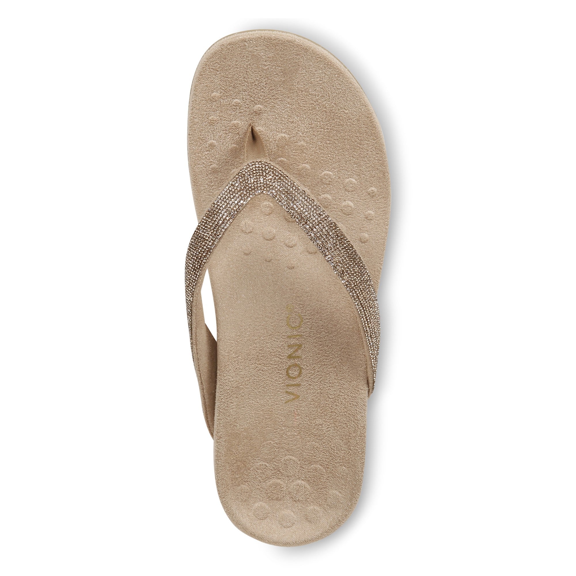 Vionic Dillon Shine Womens Thong Sandals - Champagne Rhinestone - Top